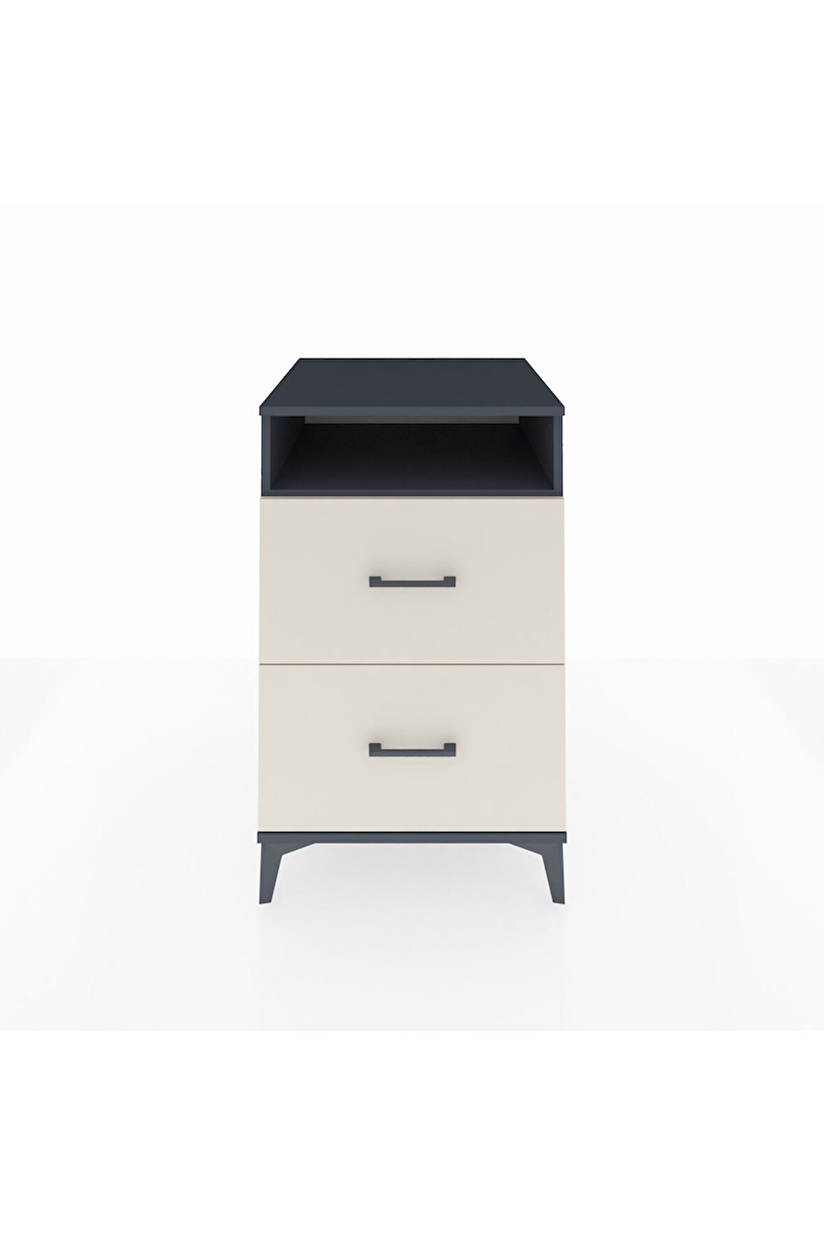 Kronos Komodin Tek Raflı 2 Çekmeceli 60x59x96 Antrasit-Aytaşı