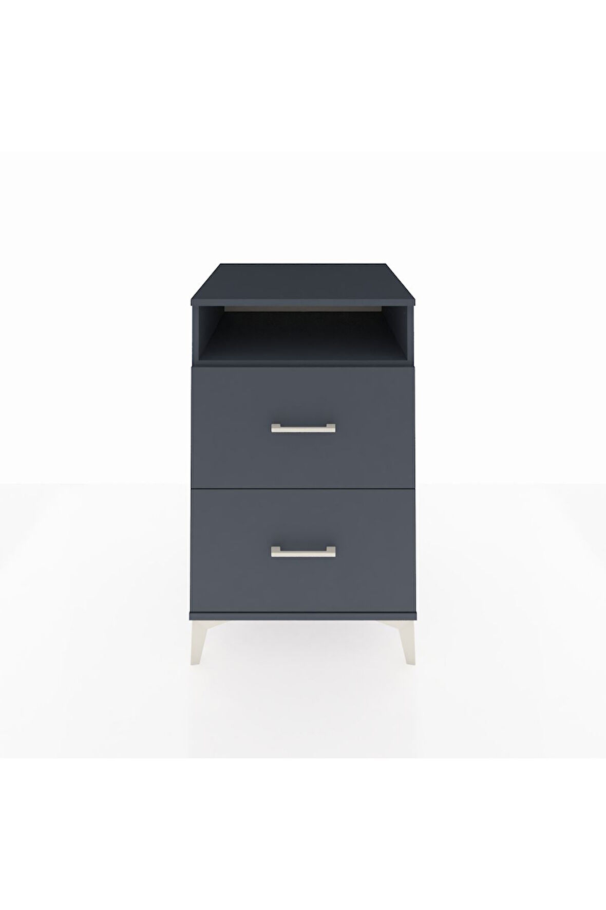 Kronos Komodin Tek Raflı 2 Çekmeceli 60x59x96 Antrasit-Antrasit