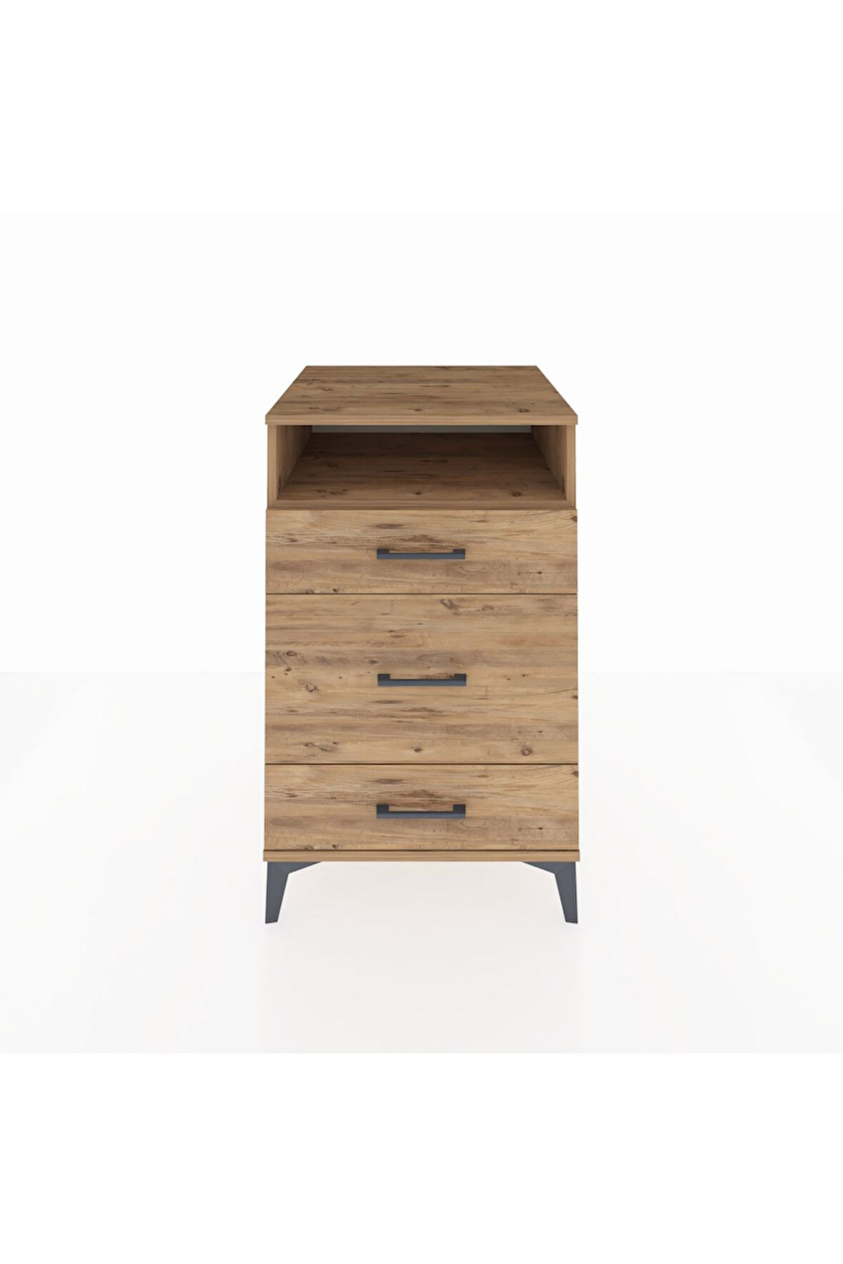 Kronos Komodin Tek Raflı 3 Çekmeceli 60x59x96 Çam-Çam