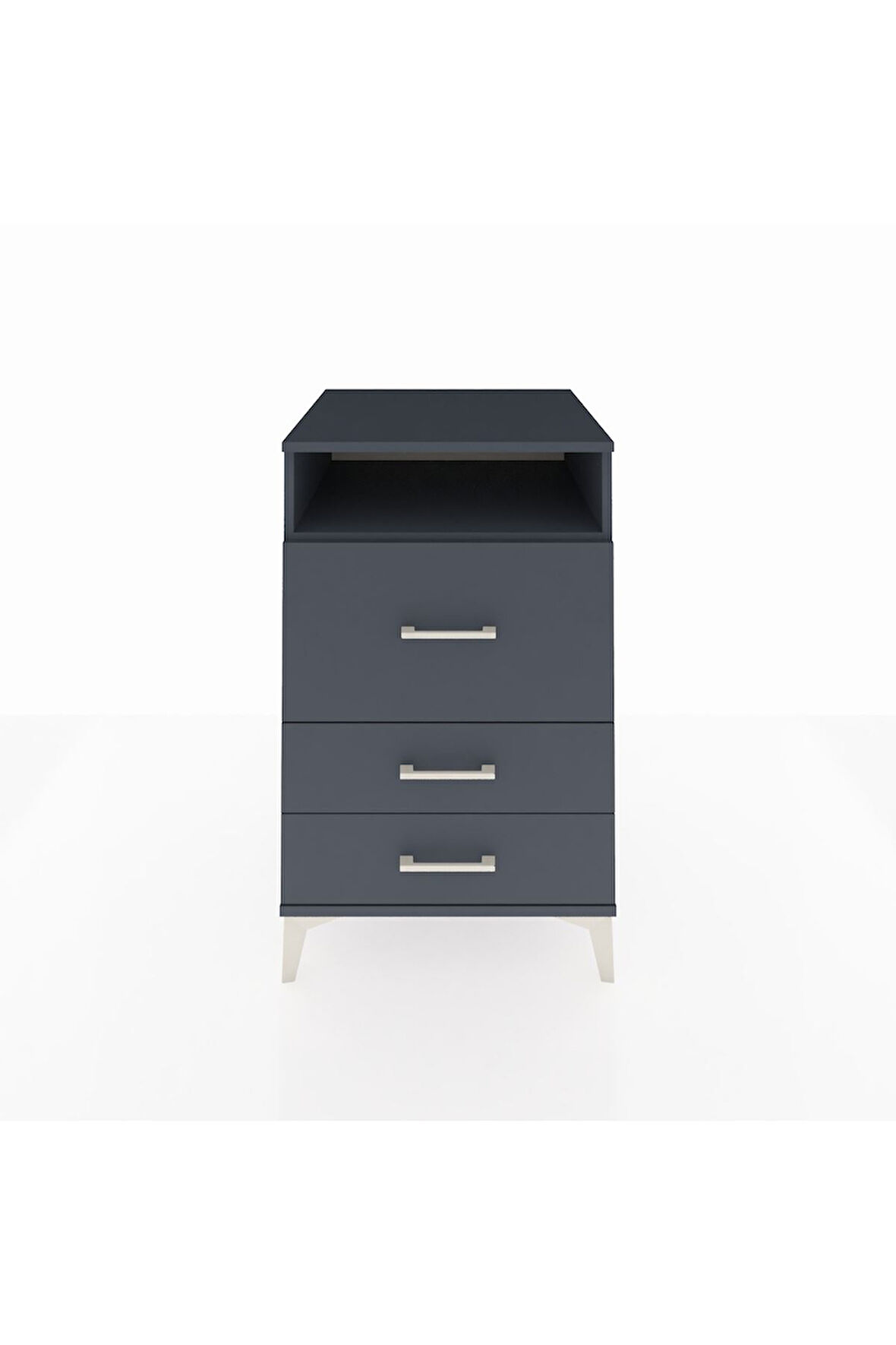 Kronos Komodin Tek Raflı 3 Çekmeceli 60x59x96 Antrasit-Antrasit