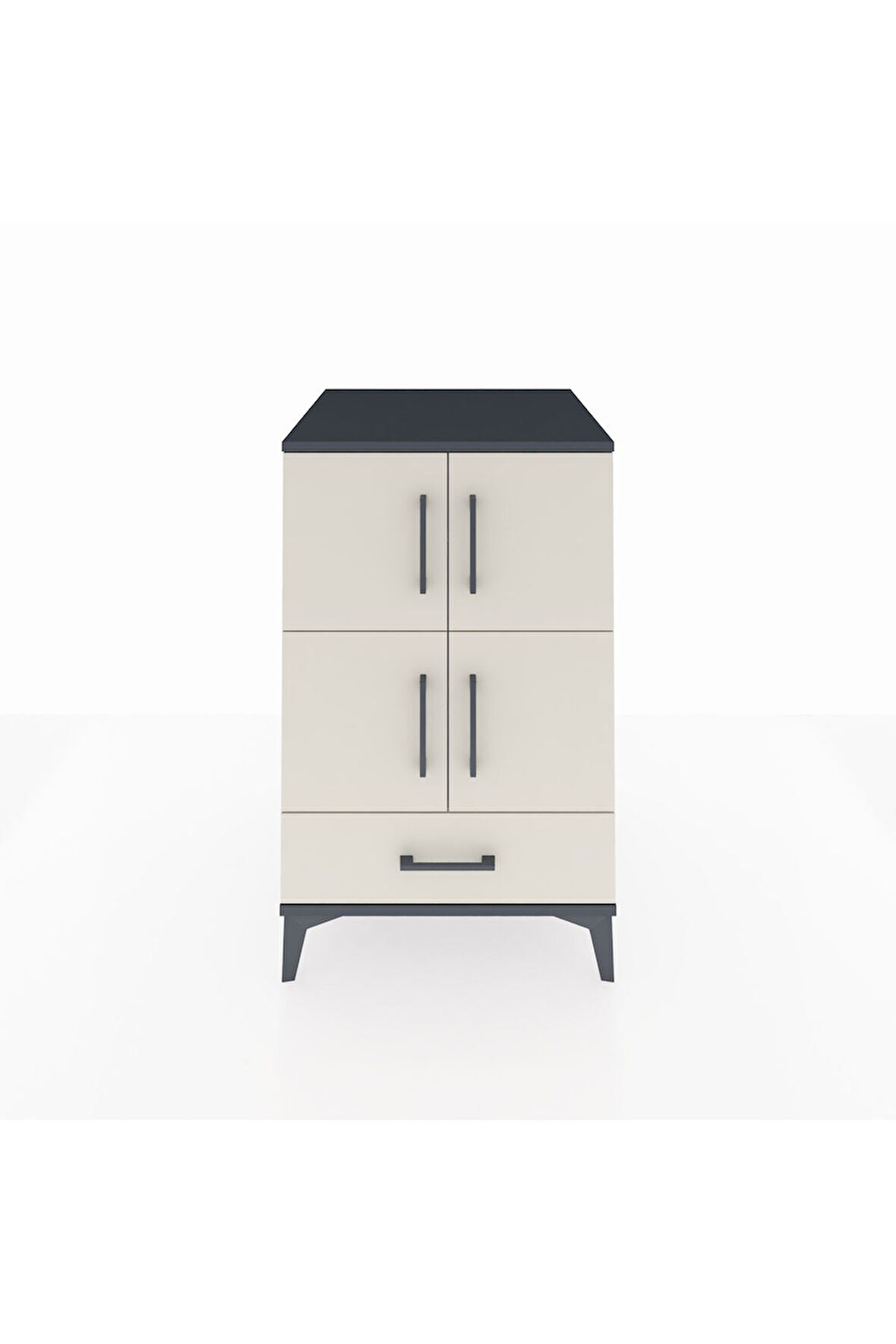 Kronos Komodin 4 Raflı Tek Çekmeceli 4 Kapaklı 60x59x96 Antrasit-Aytaşı