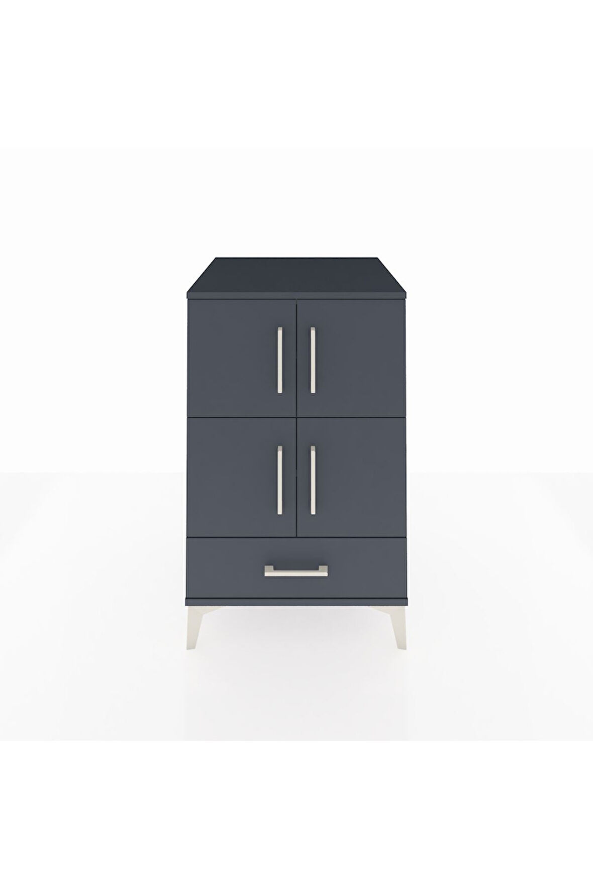 Kronos Komodin 4 Raflı Tek Çekmeceli 4 Kapaklı 60x59x96 Antrasit-Antrasit