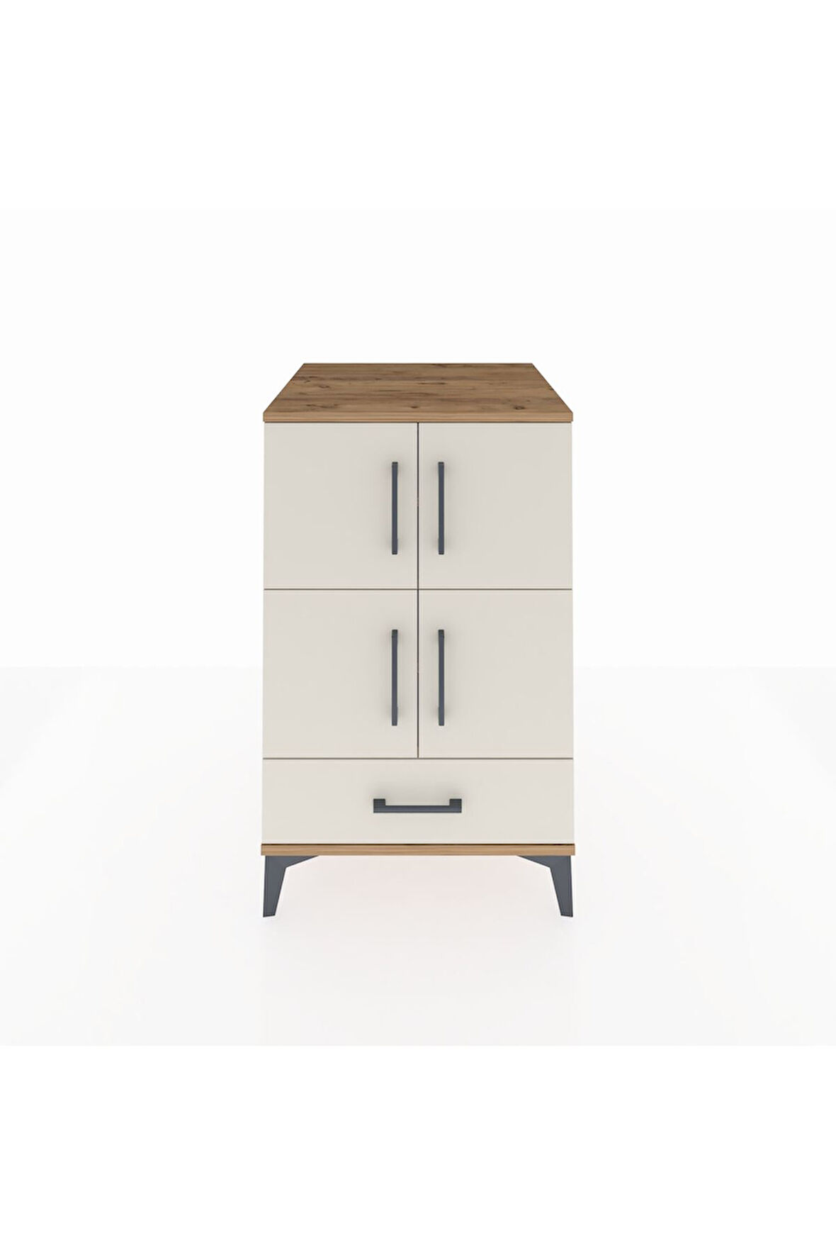 Kronos Komodin 4 Raflı Tek Çekmeceli 4 Kapaklı 60x59x96 Çam-Aytaşı