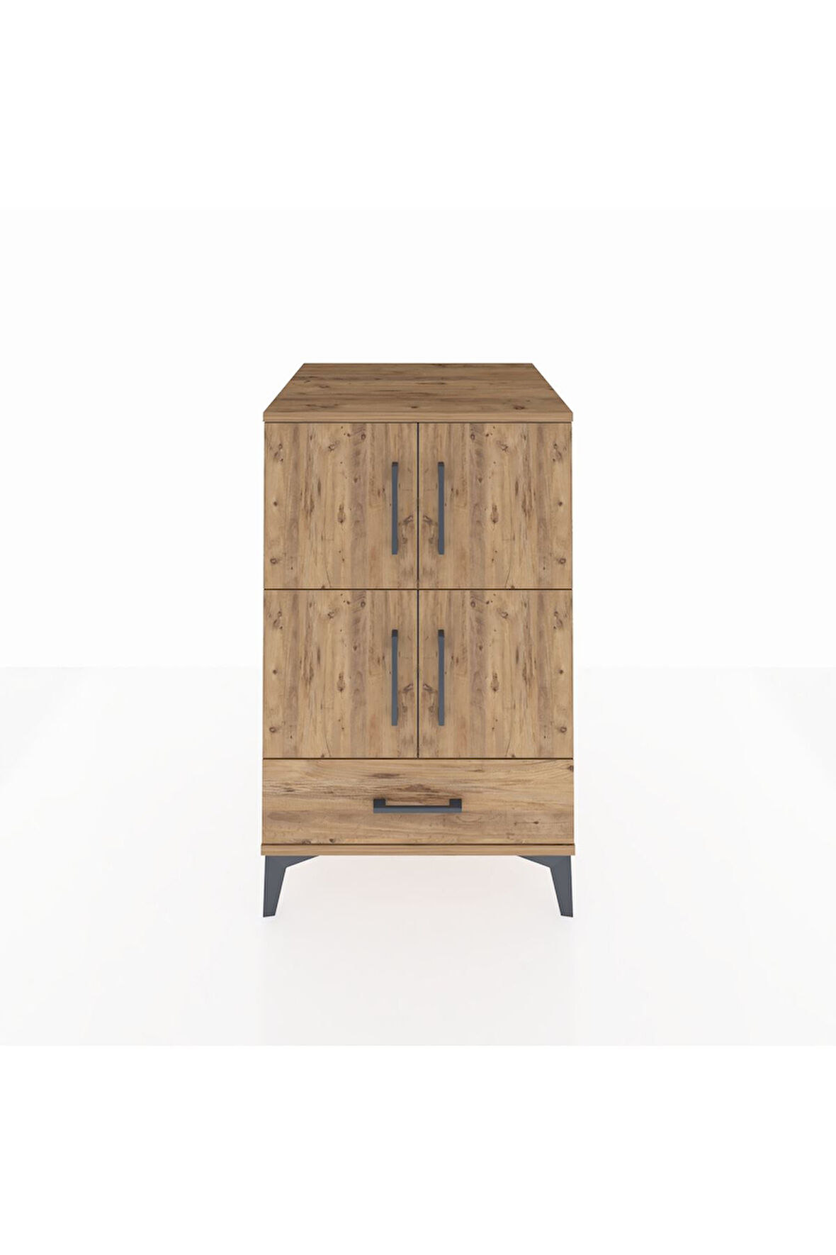 Kronos Komodin 4 Raflı Tek Çekmeceli 4 Kapaklı 60x59x96 Çam-Çam