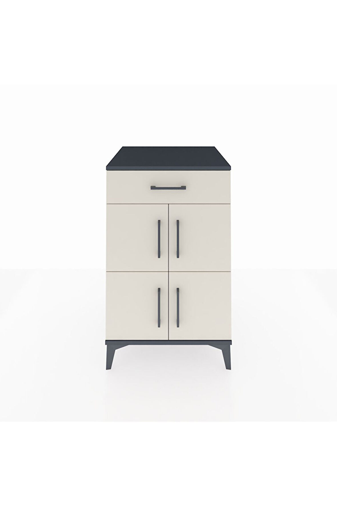 Kronos Komodin Tek Raflı Tek Çekmeceli 4 Kapaklı 60x59x96 Antrasit-Aytaşı