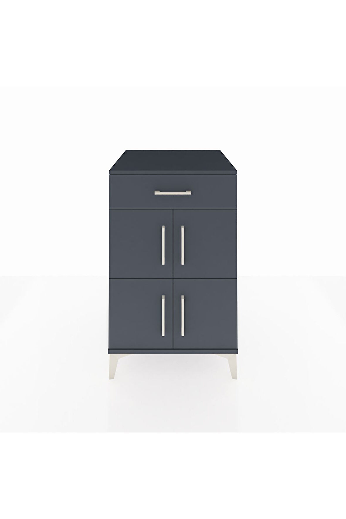 Kronos Komodin Tek Raflı Tek Çekmeceli 4 Kapaklı 60x59x96 Antrasit-Antrasit