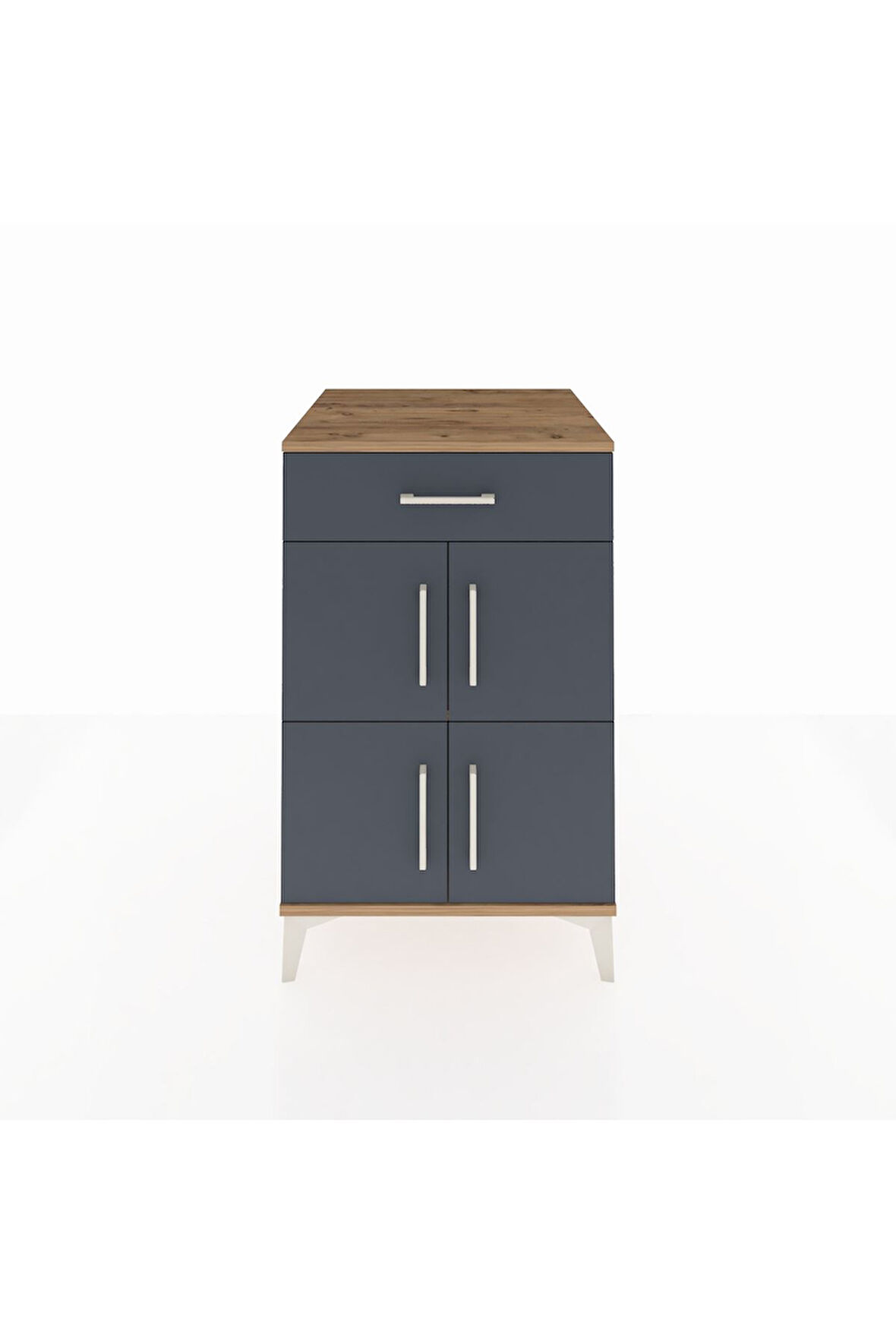 Kronos Komodin Tek Raflı Tek Çekmeceli 4 Kapaklı 60x59x96 Çam-Antrasit