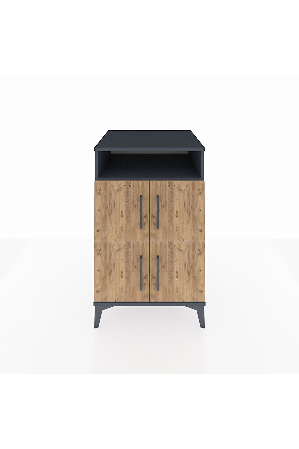 Kronos Komodin 2 Raflı 4 Kapaklı 60x59x96 Antrasit-Çam