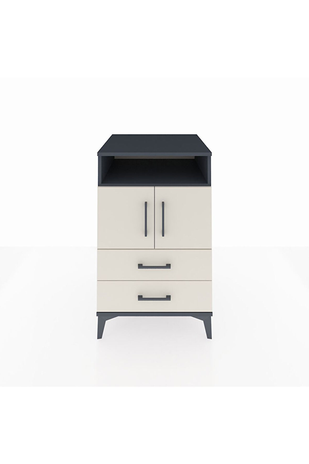 Kronos Komodin 2 Raflı 2 Çekmeceli 2 Kapaklı 60x59x96 Antrasit-Aytaşı