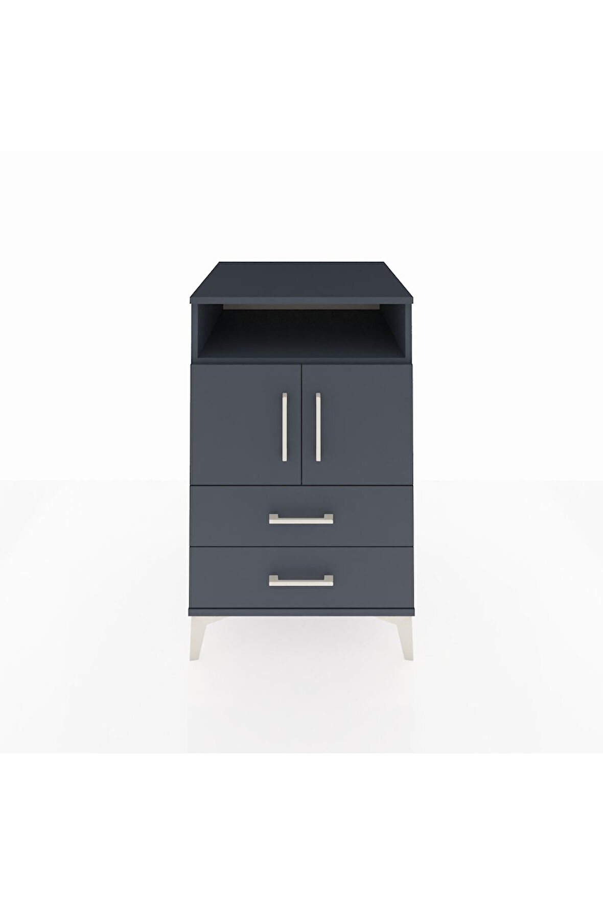 Kronos Komodin 2 Raflı 2 Çekmeceli 2 Kapaklı 60x59x96 Antrasit-Antrasit