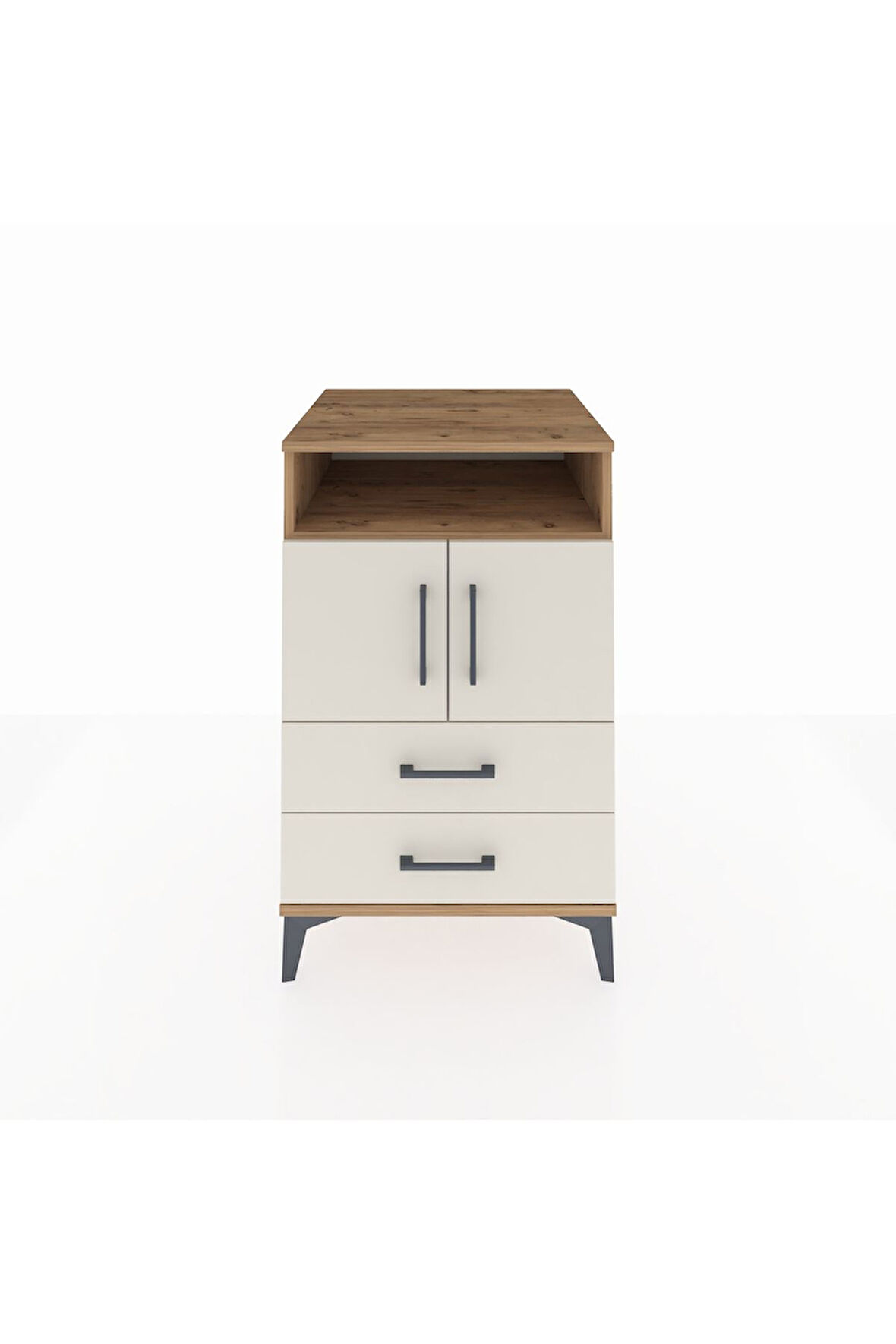 Kronos Komodin 2 Raflı 2 Çekmeceli 2 Kapaklı 60x59x96 Çam-Aytaşı