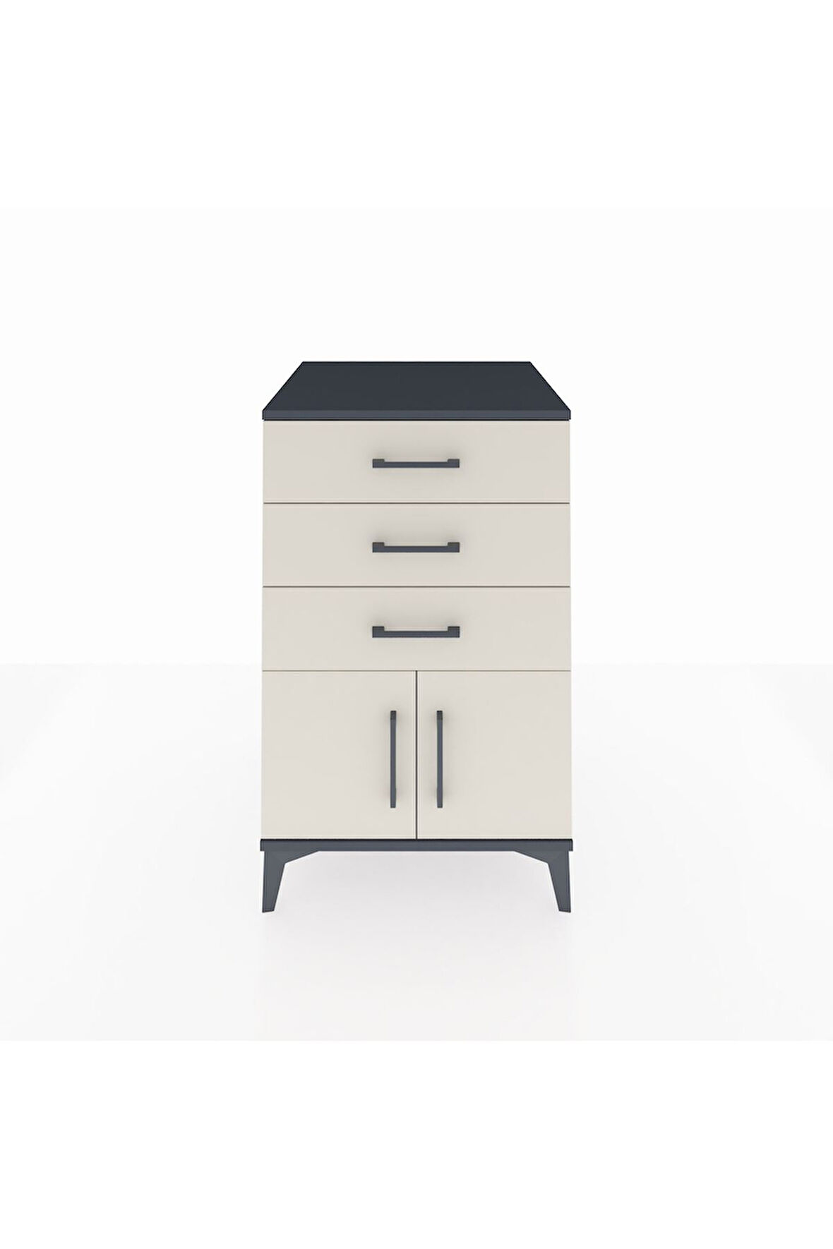 Kronos Komodin 3 Çekmeceli 2 Kapaklı 60x59x96 Antrasit-Aytaşı