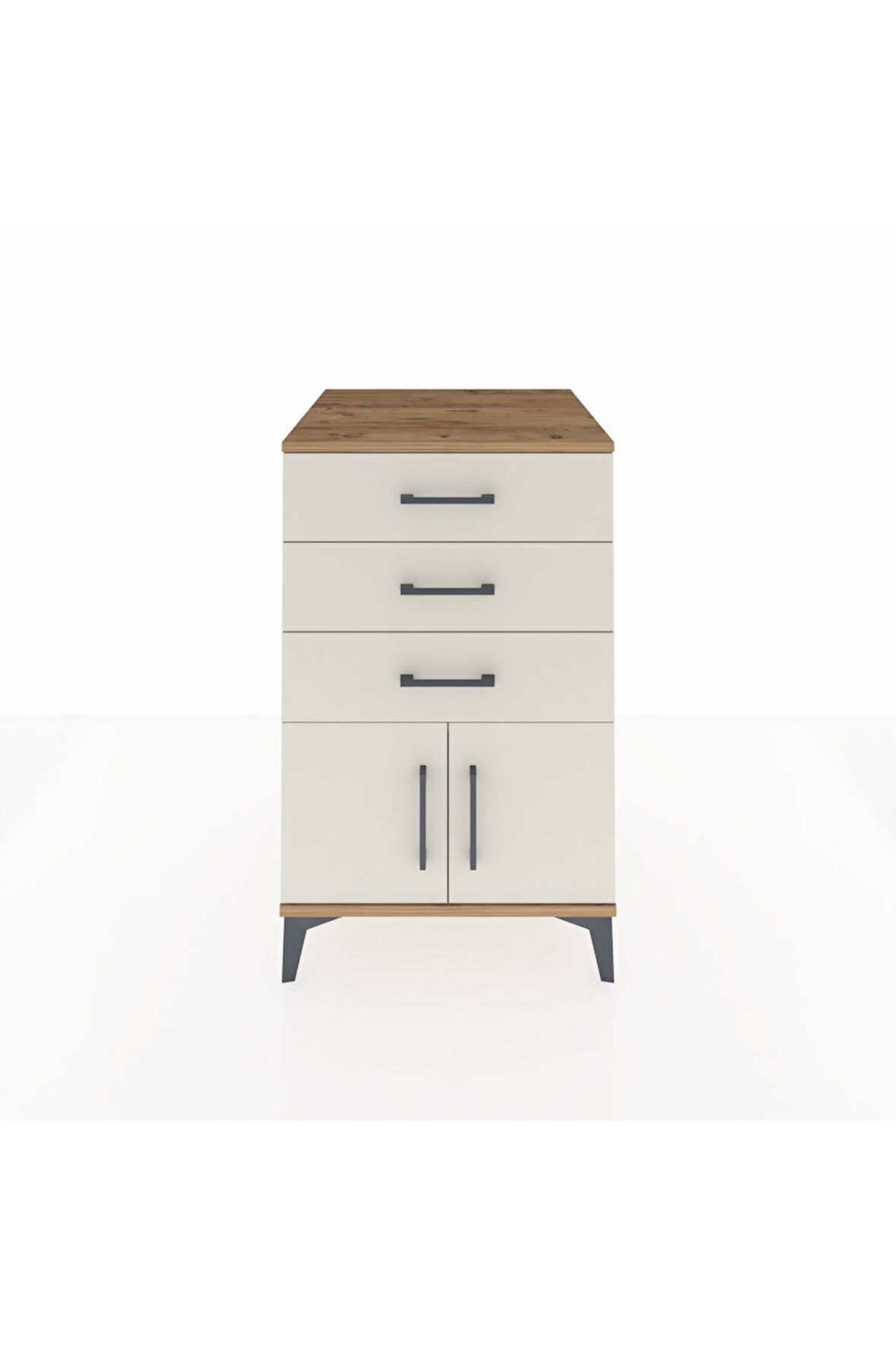 Kronos Komodin 3 Çekmeceli 2 Kapaklı 60x59x96 Çam-Aytaşı