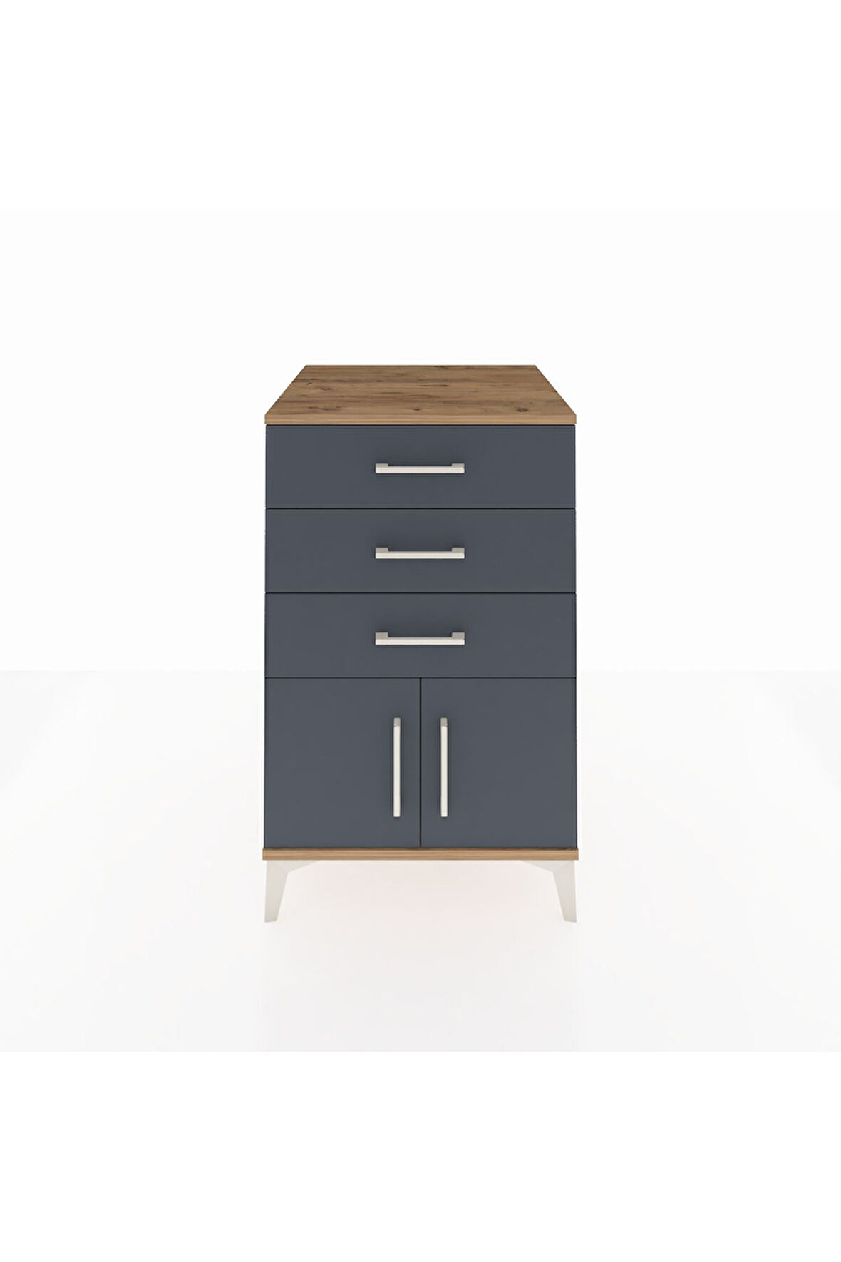 Kronos Komodin 3 Çekmeceli 2 Kapaklı 60x59x96 Çam-Antrasit