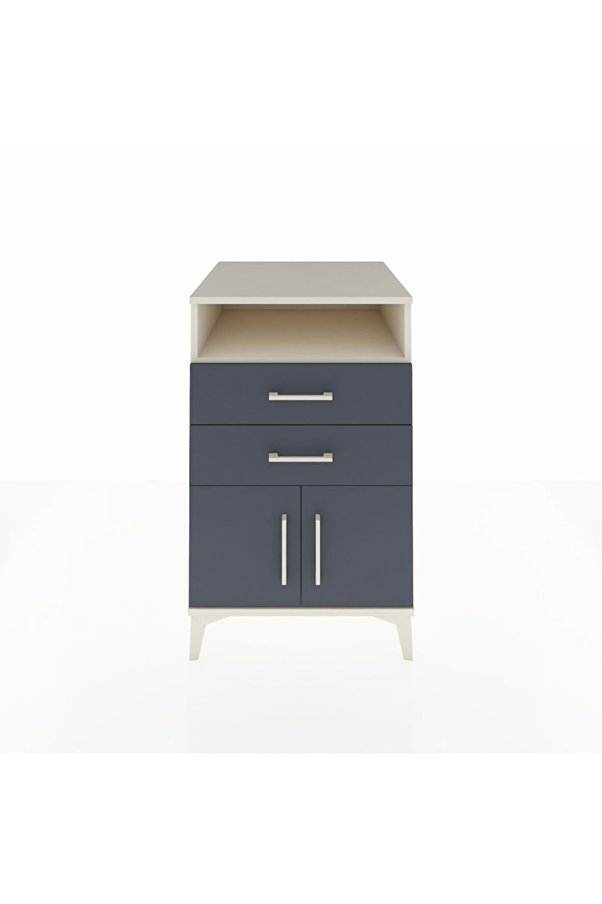 Kronos Komodin Tek Raflı 2 Çekmeceli 2 Kapaklı 60x59x96 Aytaşı-Antrasit