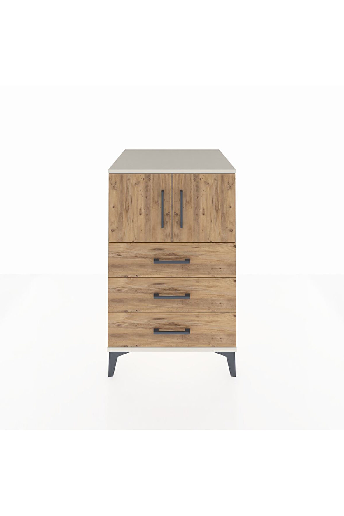 Kronos Komodin Tek Raflı 3 Çekmeceli 2 Kapaklı 60x59x96 Aytaşı-Çam