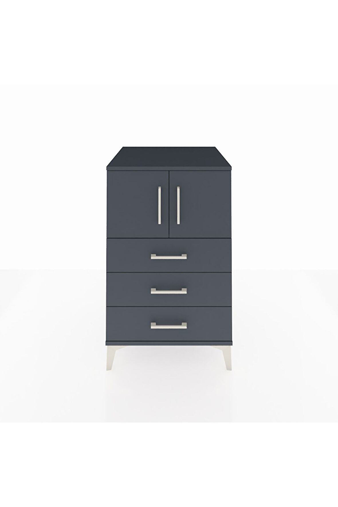 Kronos Komodin Tek Raflı 3 Çekmeceli 2 Kapaklı 60x59x96 Antrasit-Antrasit