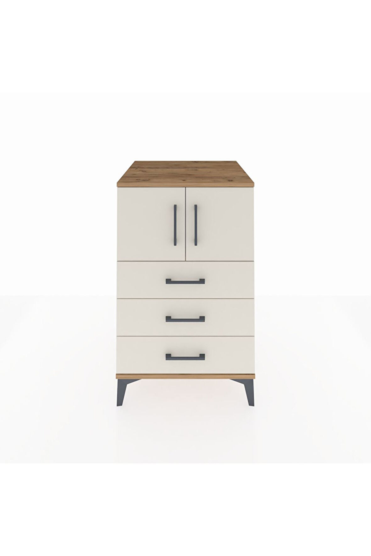 Kronos Komodin Tek Raflı 3 Çekmeceli 2 Kapaklı 60x59x96 Çam-Aytaşı