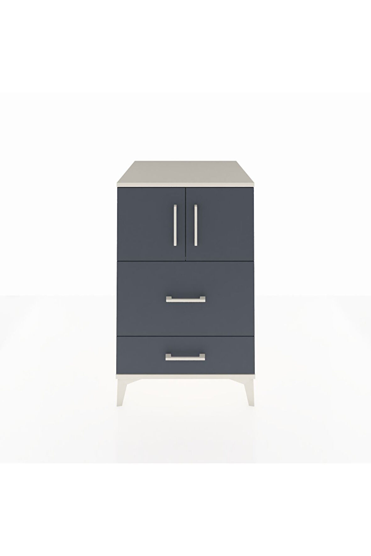 Kronos Komodin Tek Raflı 2 Çekmeceli 2 Kapaklı 60x59x96 Aytaşı-Antrasit