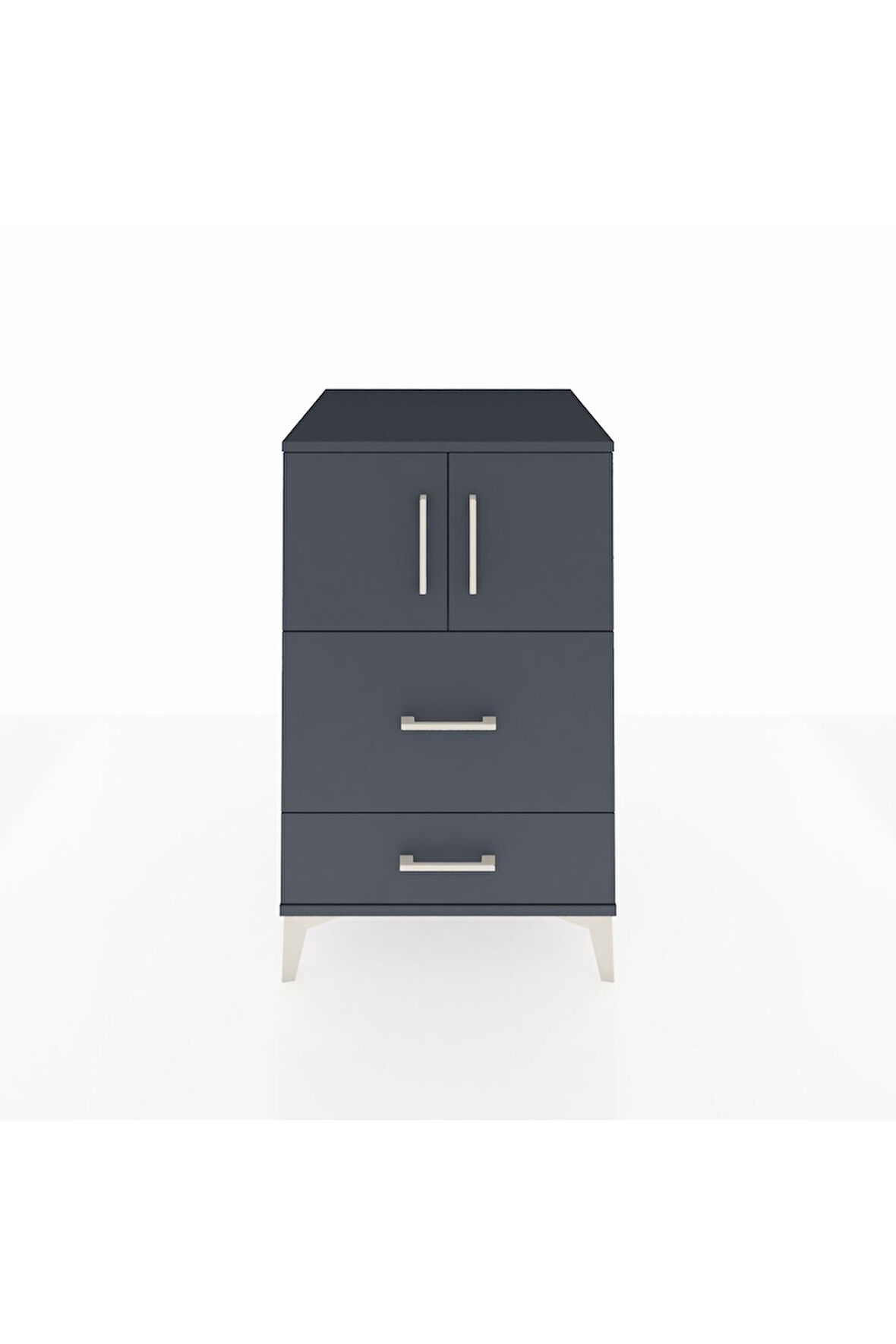 Kronos Komodin Tek Raflı 2 Çekmeceli 2 Kapaklı 60x59x96 Antrasit-Antrasit