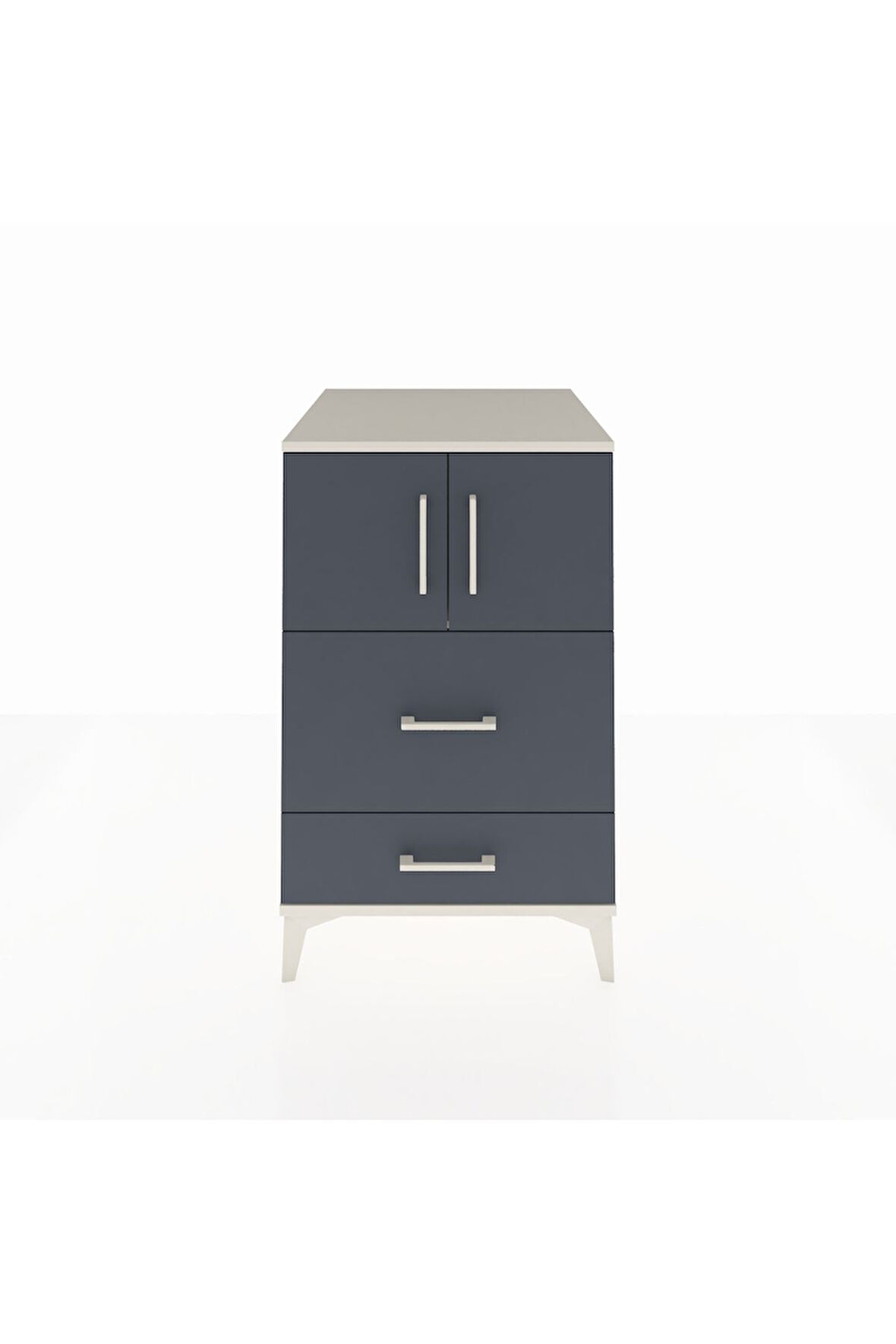 Kronos Komodin Tek Raflı 2 Çekmeceli 2 Kapaklı 60x59x96 Aytaşı-Antrasit