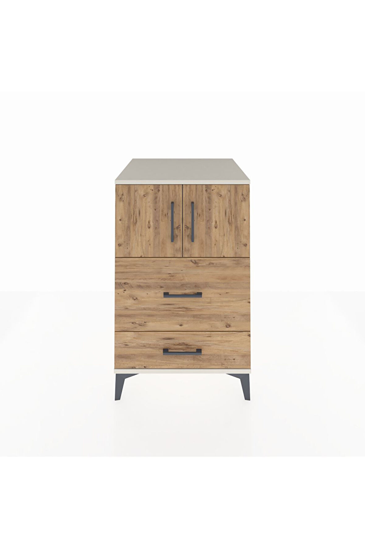 Kronos Komodin Tek Raflı 2 Çekmeceli 2 Kapaklı 60x59x96 Aytaşı-Çam