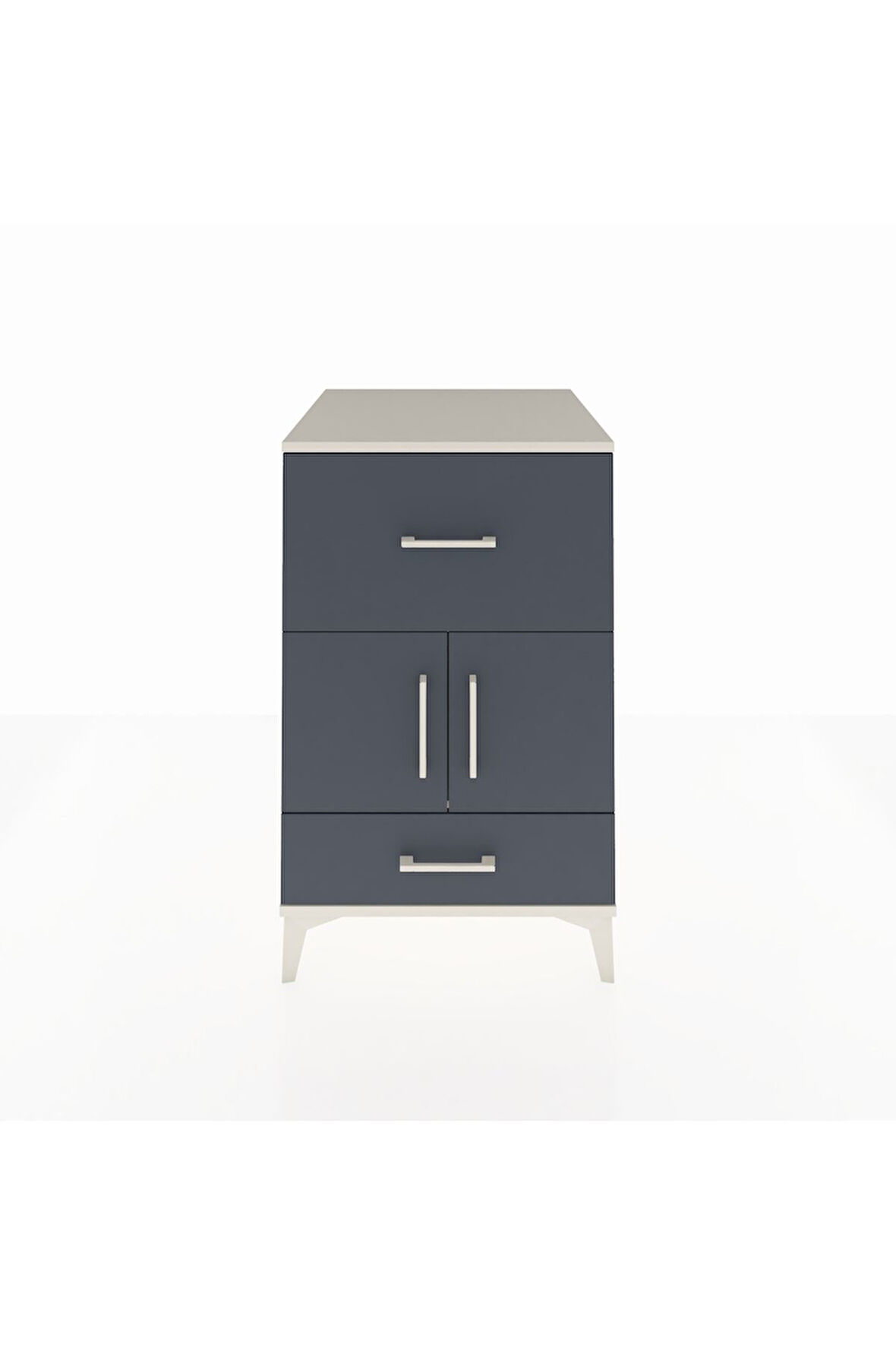 Kronos Komodin Tek Raflı 2 Çekmeceli 2 Kapaklı 60x59x96 Aytaşı-Antrasit