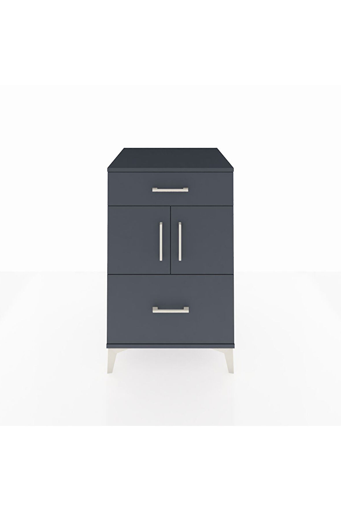 Kronos Komodin Tek Raflı 2 Çekmeceli 2 Kapaklı 60x59x96 Antrasit-Antrasit