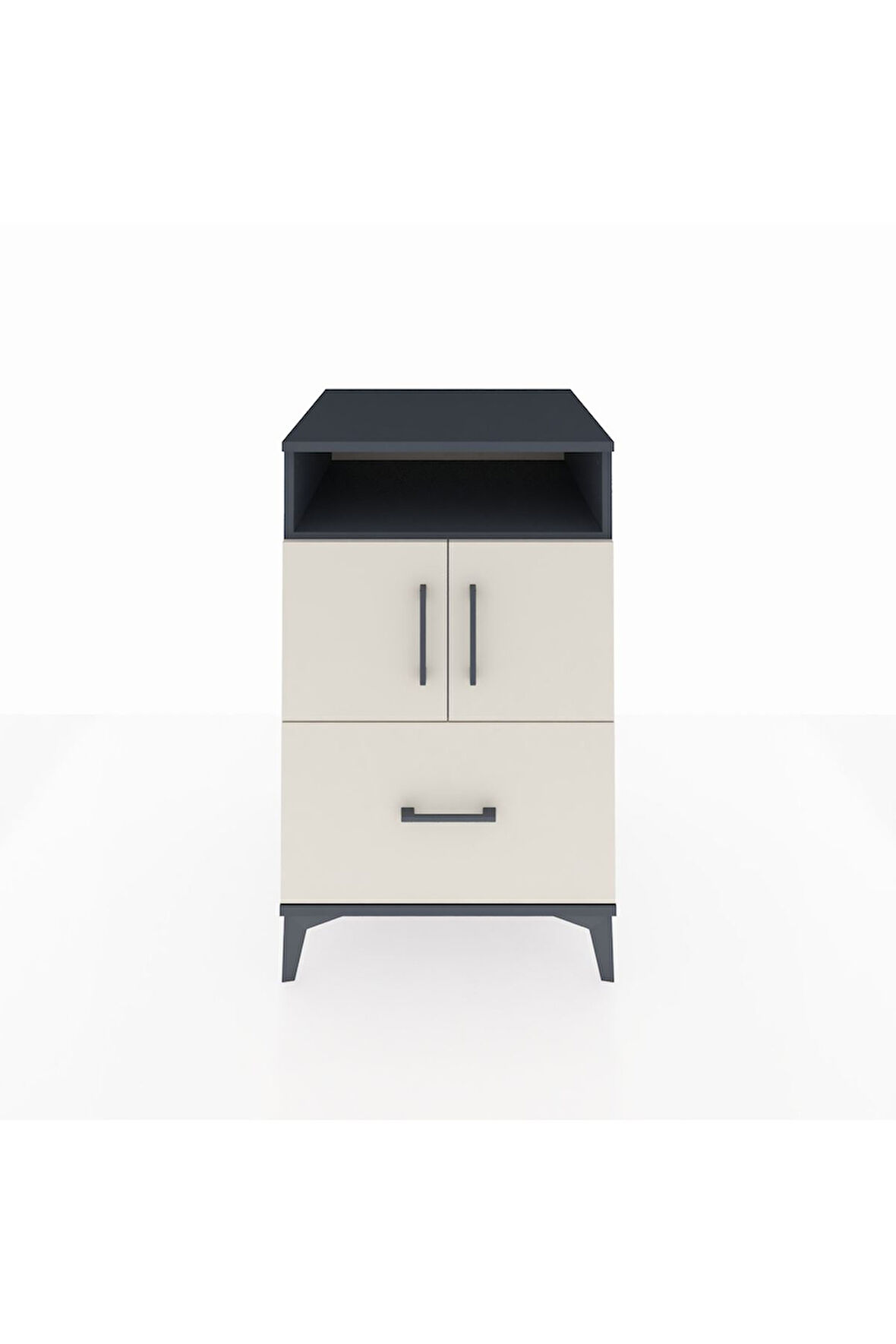 Kronos Komodin 2 Raflı Tek Çekmeceli 2 Kapaklı 60x59x96 Antrasit-Aytaşı