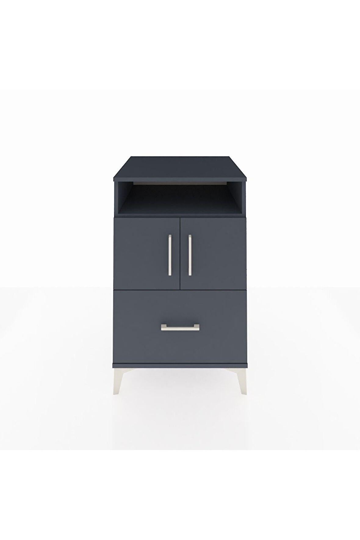 Kronos Komodin 2 Raflı Tek Çekmeceli 2 Kapaklı 60x59x96 Antrasit-Antrasit