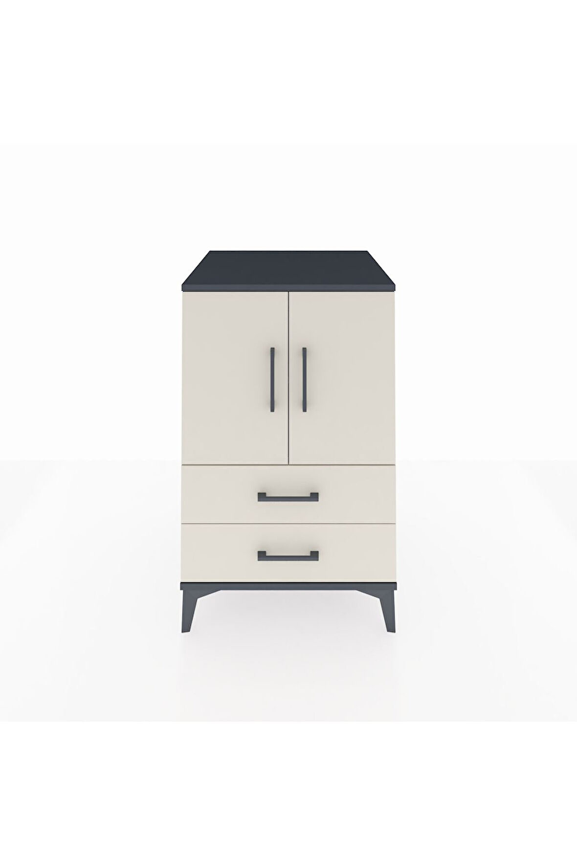 Kronos Komodin 2 Raflı 2 Çekmeceli 2 Kapaklı 60x59x96 Antrasit-Aytaşı