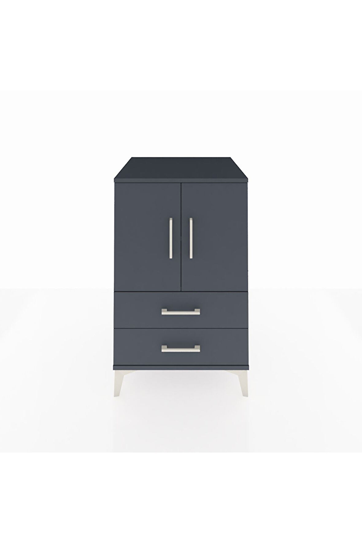 Kronos Komodin 2 Raflı 2 Çekmeceli 2 Kapaklı 60x59x96 Antrasit-Antrasit