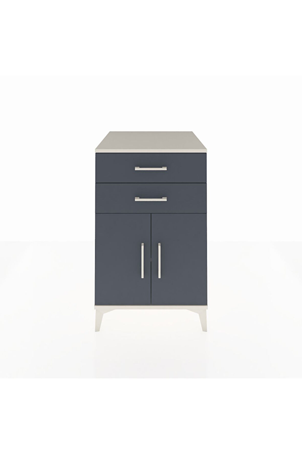 Kronos Komodin Tek Raflı 2 Çekmeceli 2 Kapaklı 60x59x96 Aytaşı-Antrasit