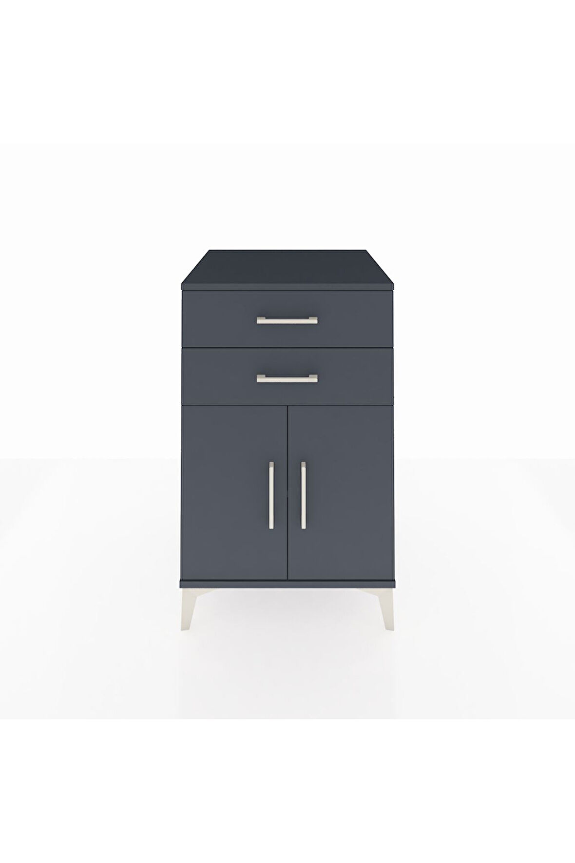 Kronos Komodin Tek Raflı 2 Çekmeceli 2 Kapaklı 60x59x96 Antrasit-Antrasit