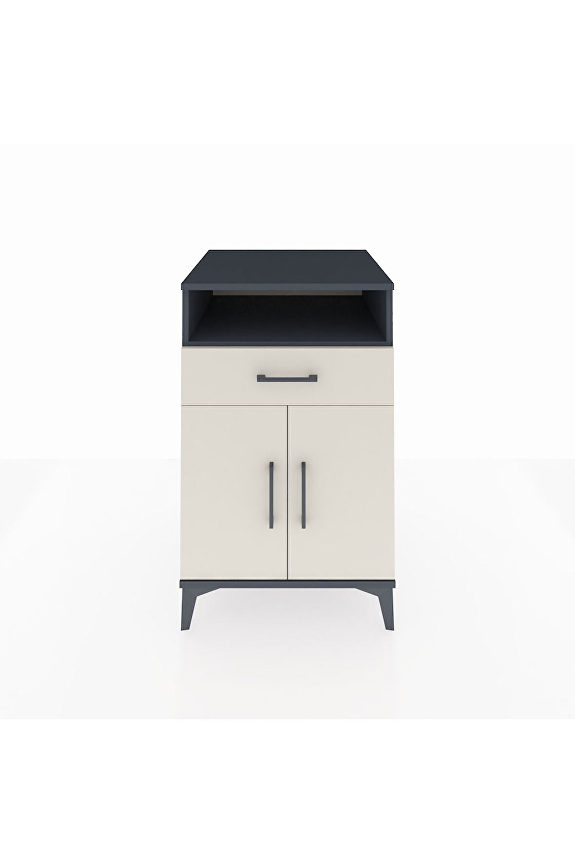 Kronos Komodin 2 Raflı Tek Çekmeceli 2 Kapaklı 60x59x96 Antrasit-Aytaşı