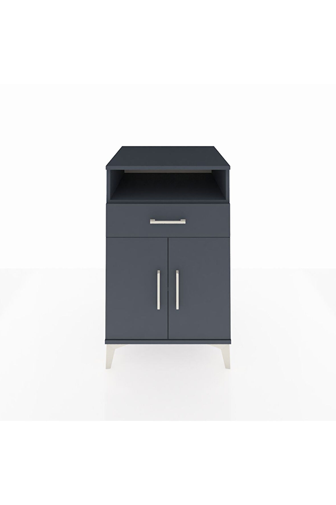 Kronos Komodin 2 Raflı Tek Çekmeceli 2 Kapaklı 60x59x96 Antrasit-Antrasit