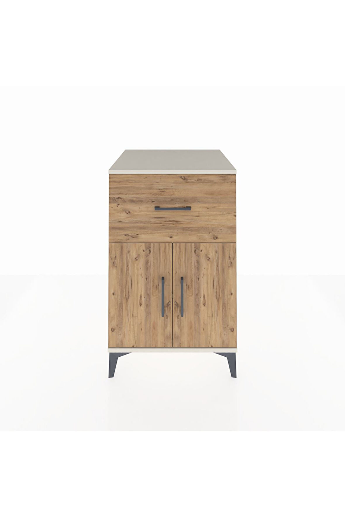 Kronos Komodin Tek Raflı Tek Çekmeceli 2 Kapaklı 60x59x96 Aytaşı-Çam