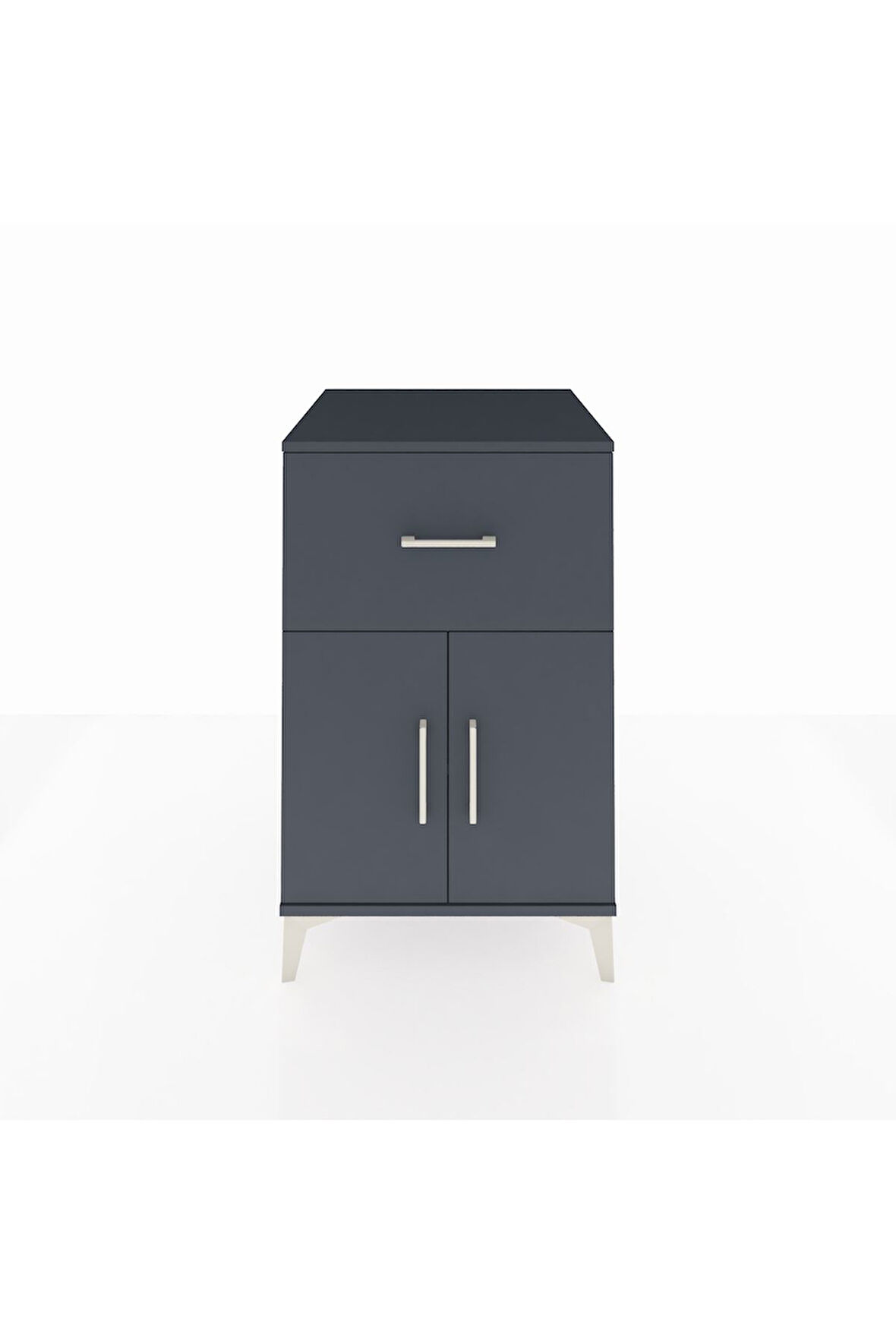 Kronos Komodin Tek Raflı Tek Çekmeceli 2 Kapaklı 60x59x96 Antrasit-Antrasit