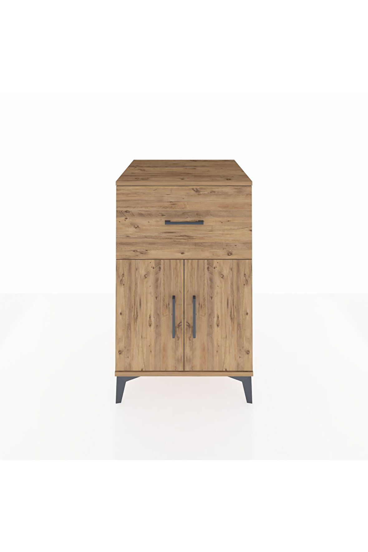 Kronos Komodin Tek Raflı Tek Çekmeceli 2 Kapaklı 60x59x96 Çam-Çam