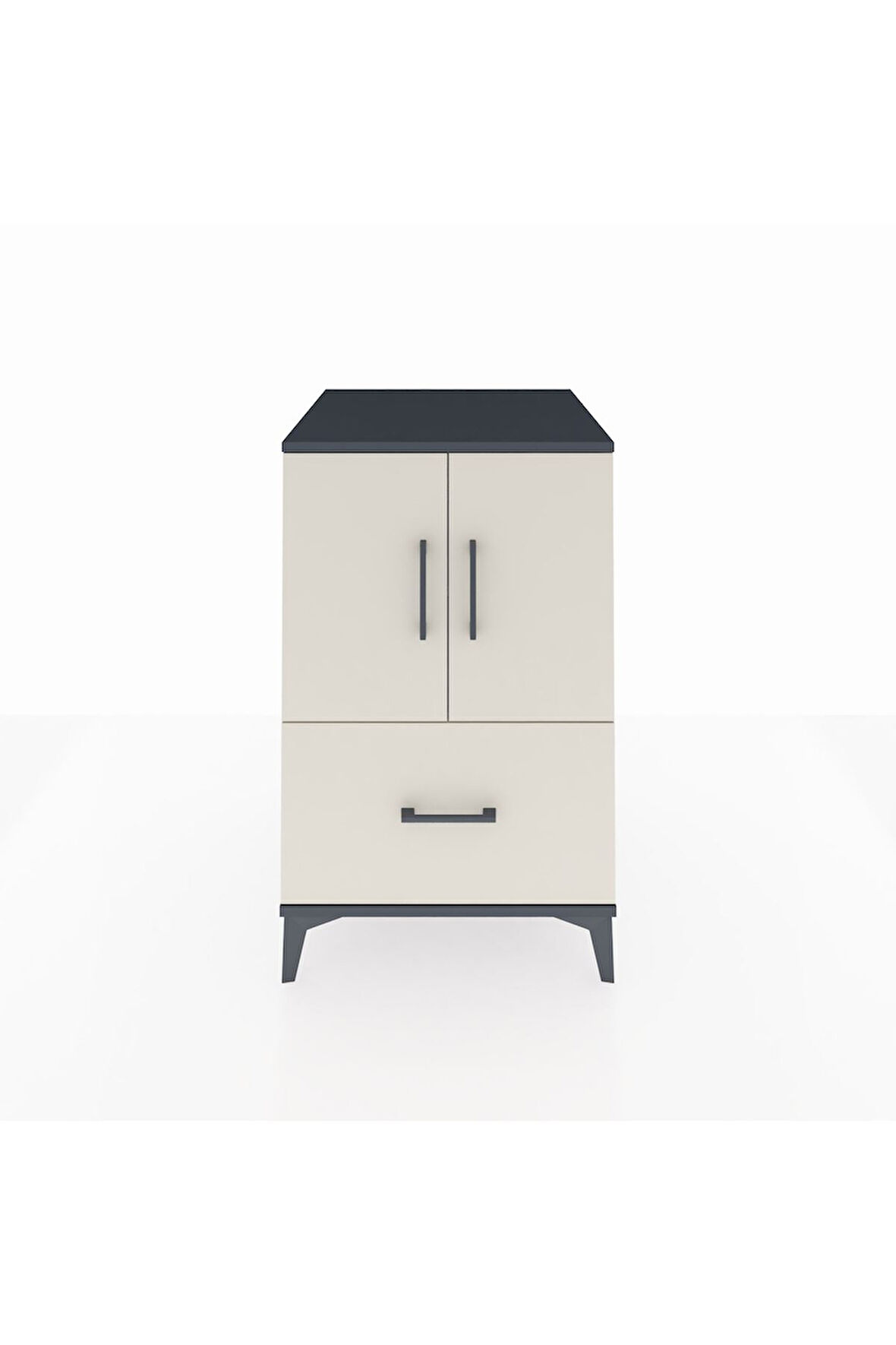 Kronos Komodin 2 Raflı Tek Çekmeceli 2 Kapaklı 60x59x96 Antrasit-Aytaşı