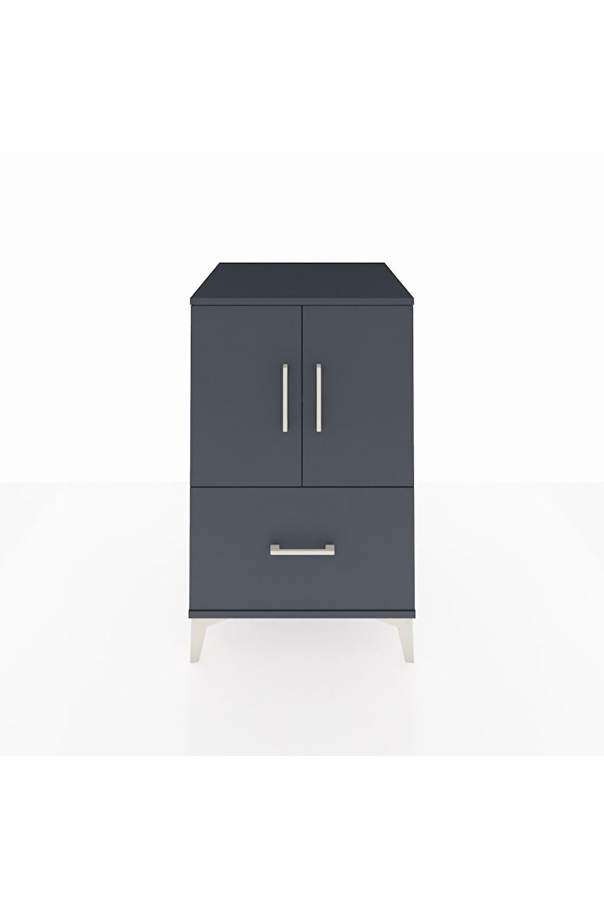 Kronos Komodin 2 Raflı Tek Çekmeceli 2 Kapaklı 60x59x96 Antrasit-Antrasit