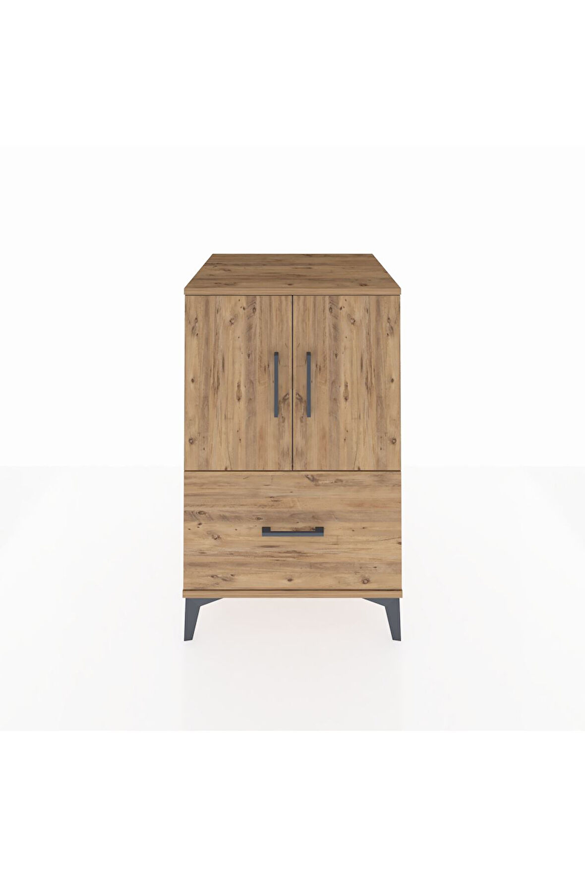 Kronos Komodin 2 Raflı Tek Çekmeceli 2 Kapaklı 60x59x96 Çam-Çam