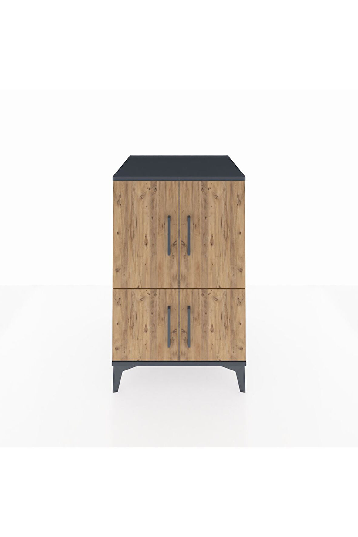 Kronos Komodin 2 Raflı 4 Kapaklı 60x59x96 Antrasit-Çam