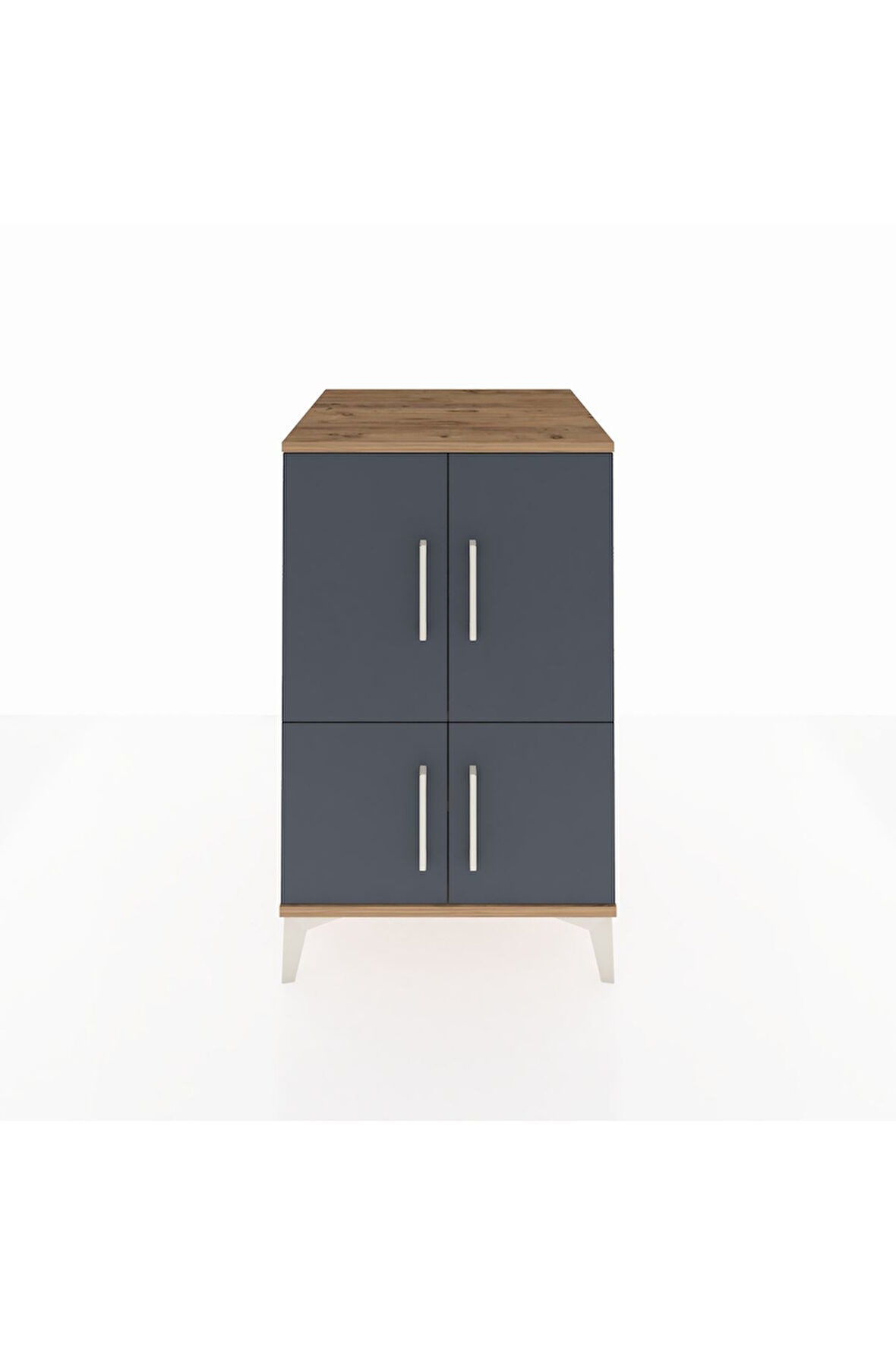 Kronos Komodin 2 Raflı 4 Kapaklı 60x59x96 Çam-Antrasit