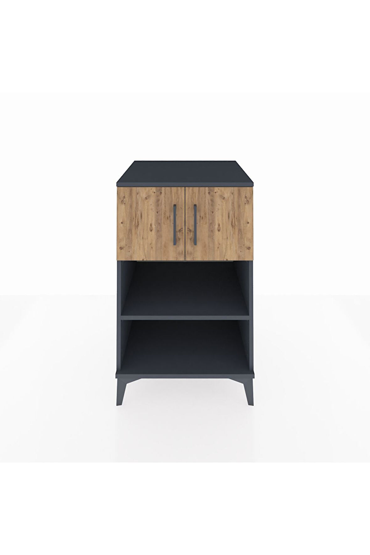 Kronos Komodin 2 Raflı 2 Kapaklı 60x59x96 Antrasit-Çam