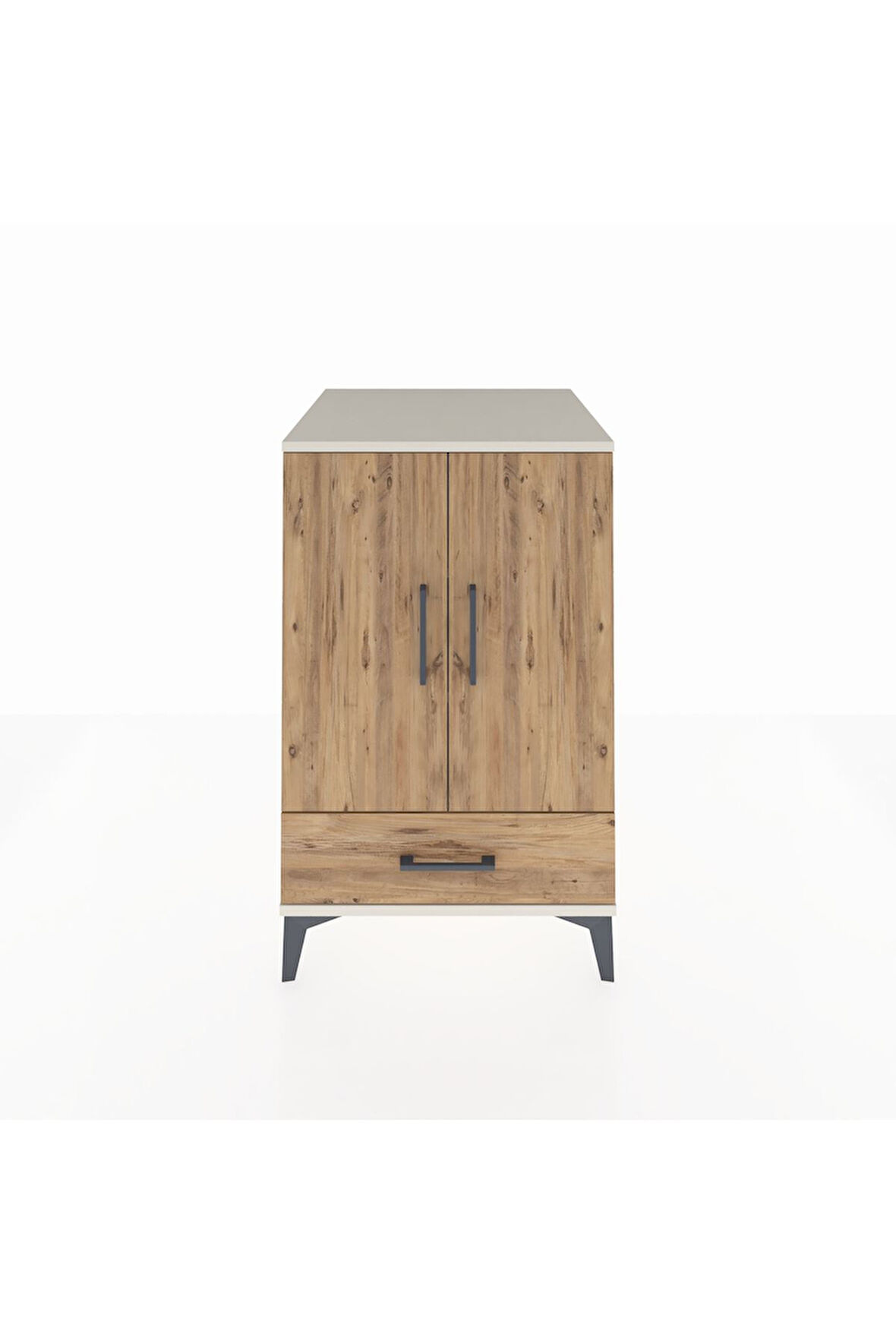 Kronos Komodin 3 Raflı Tek Çekmeceli 2 Kapaklı 60x59x96 Aytaşı-Çam