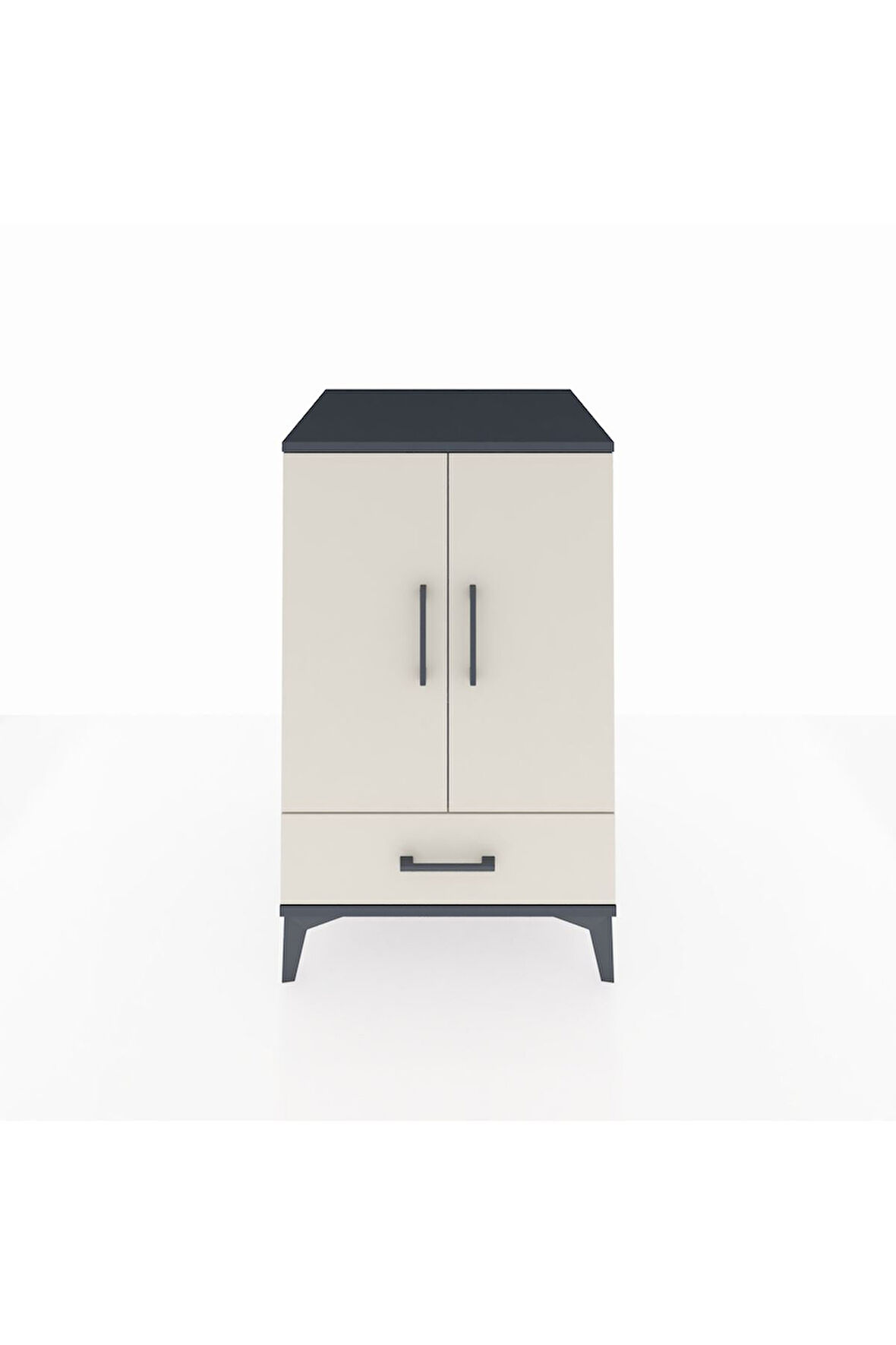 Kronos Komodin 3 Raflı Tek Çekmeceli 2 Kapaklı 60x59x96 Antrasit-Aytaşı