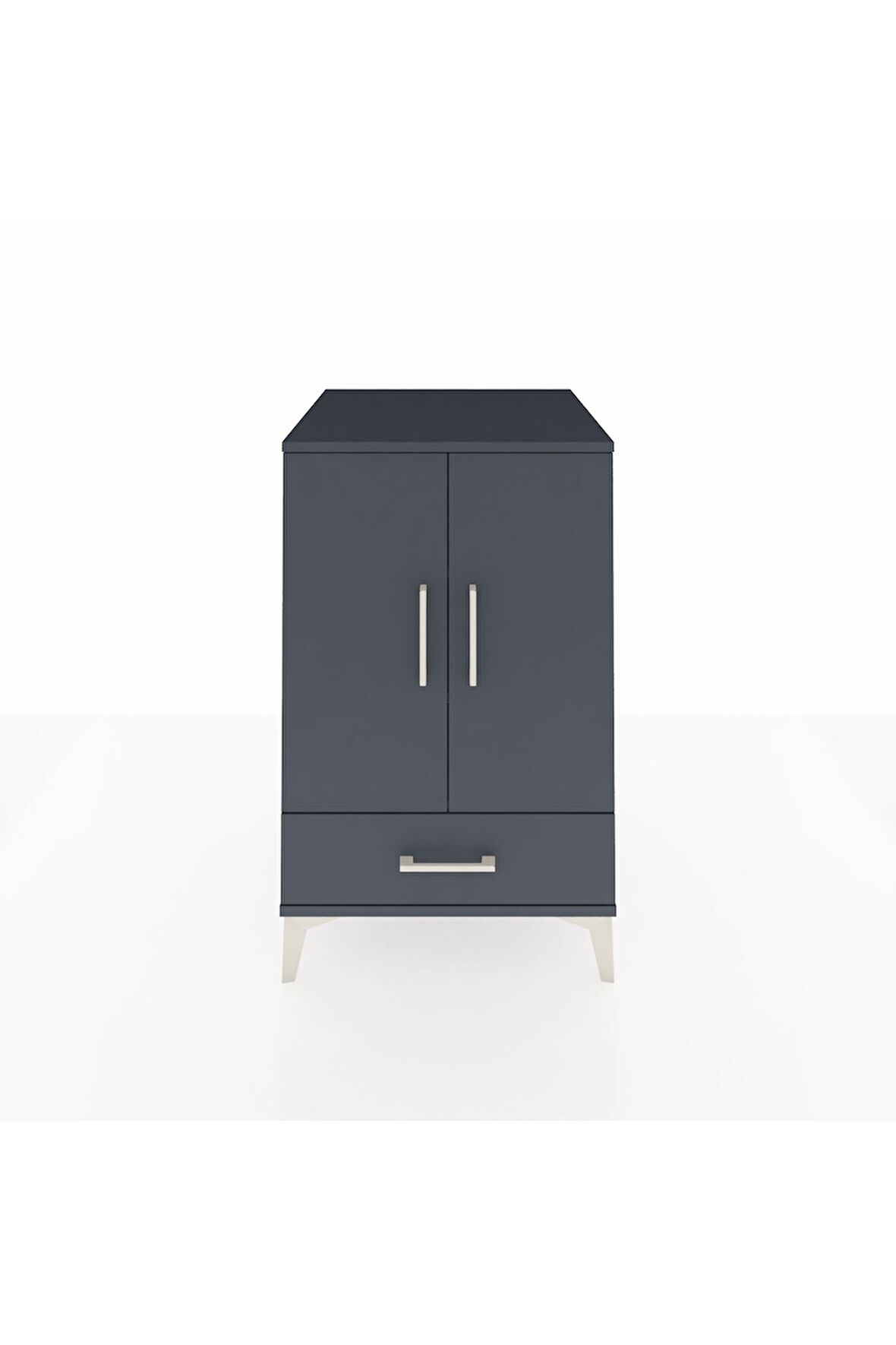 Kronos Komodin 3 Raflı Tek Çekmeceli 2 Kapaklı 60x59x96 Antrasit-Antrasit