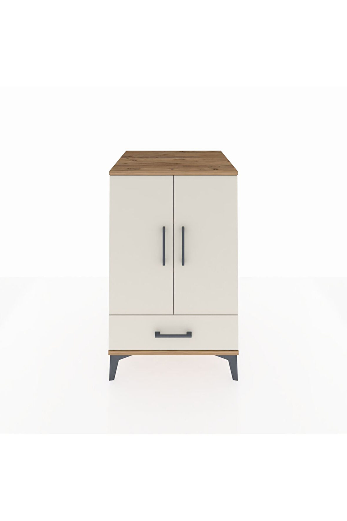 Kronos Komodin 3 Raflı Tek Çekmeceli 2 Kapaklı 60x59x96 Çam-Aytaşı