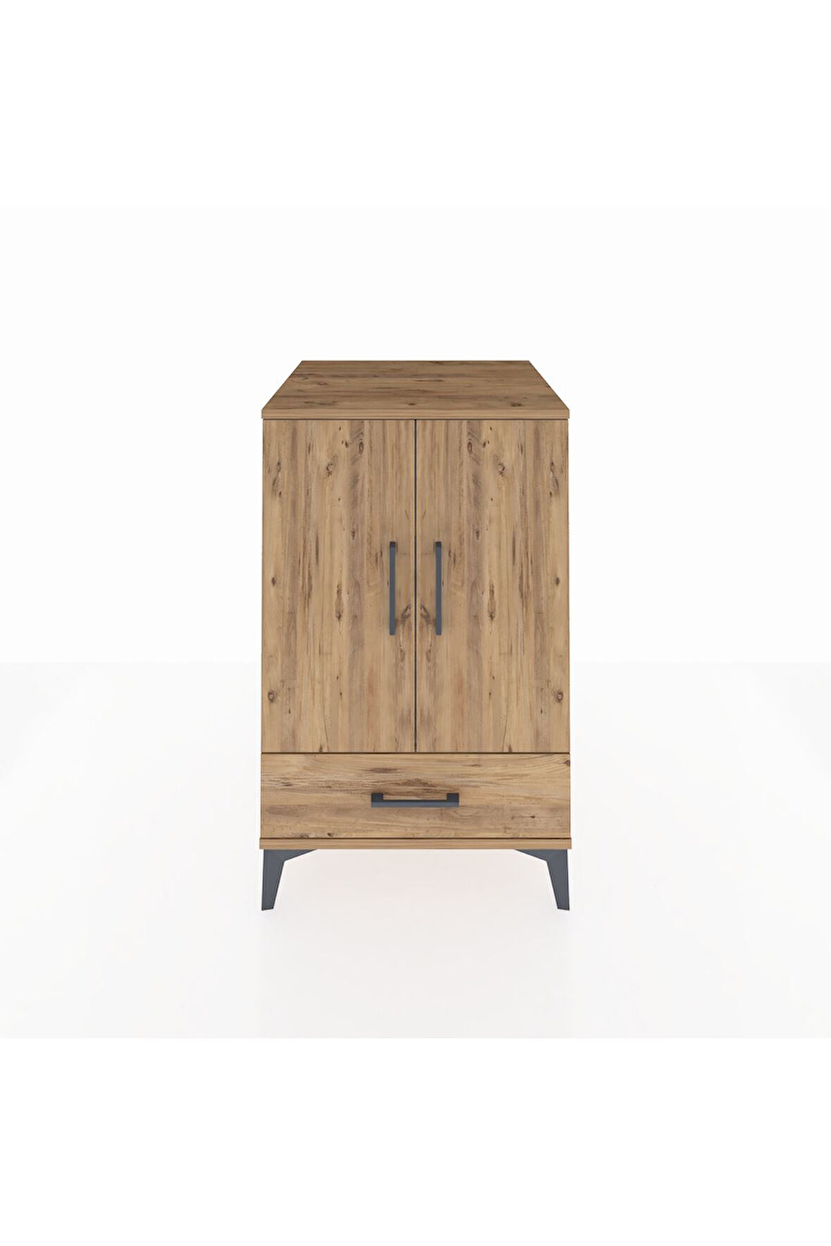 Kronos Komodin 3 Raflı Tek Çekmeceli 2 Kapaklı 60x59x96 Çam-Çam